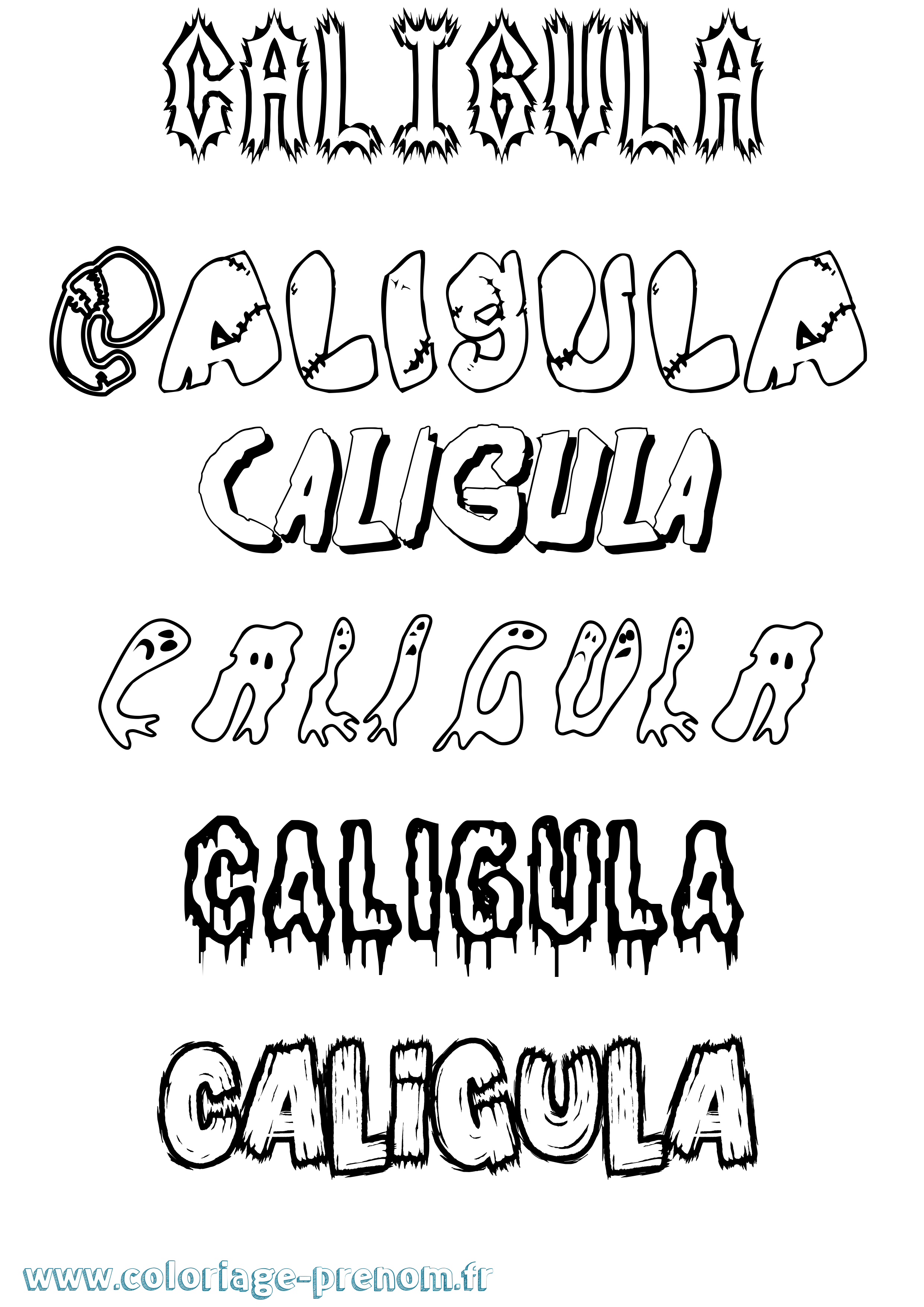 Coloriage prénom Caligula Frisson