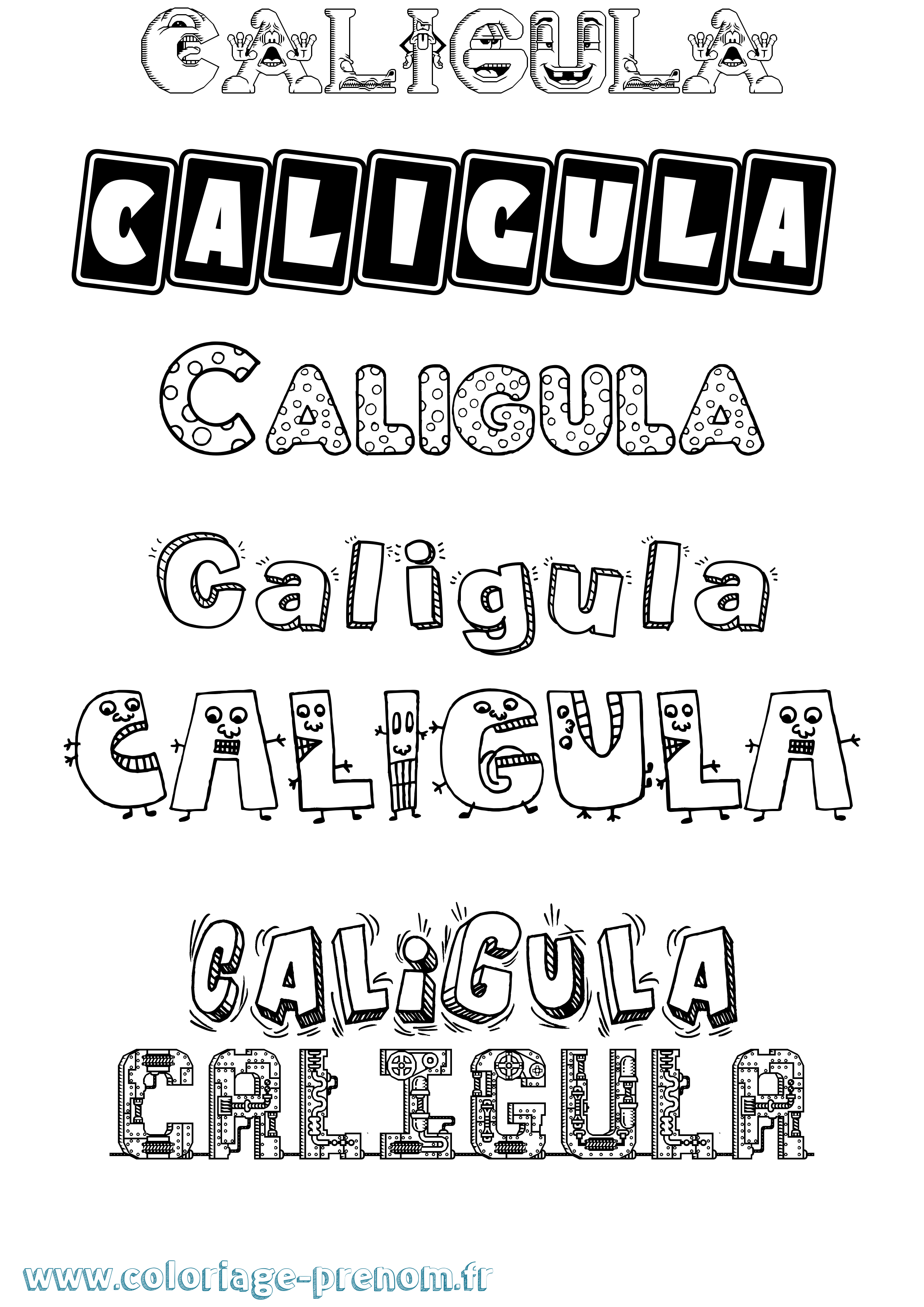 Coloriage prénom Caligula Fun