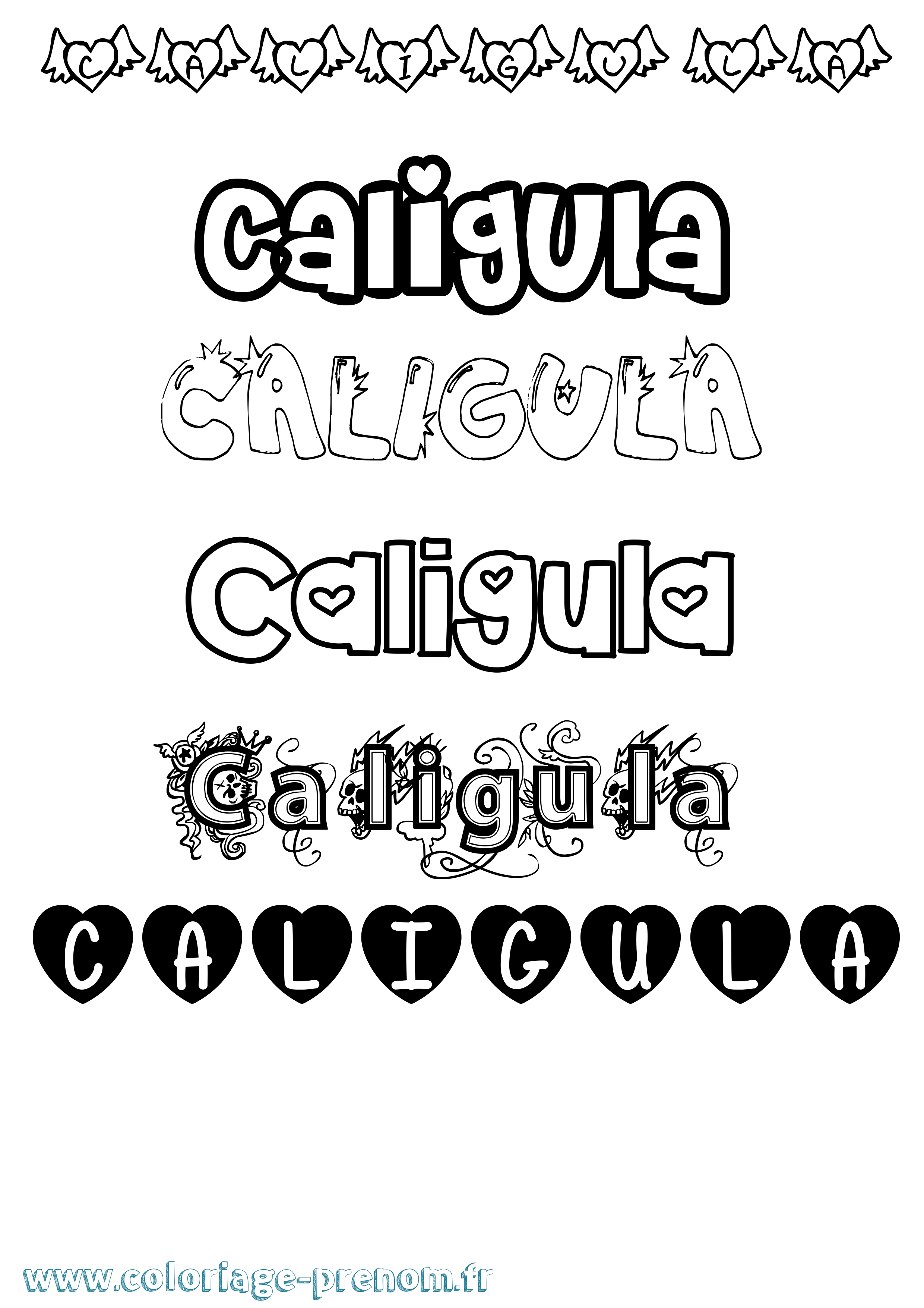 Coloriage Caligula Girly Coloriage prénom Caligula Girly