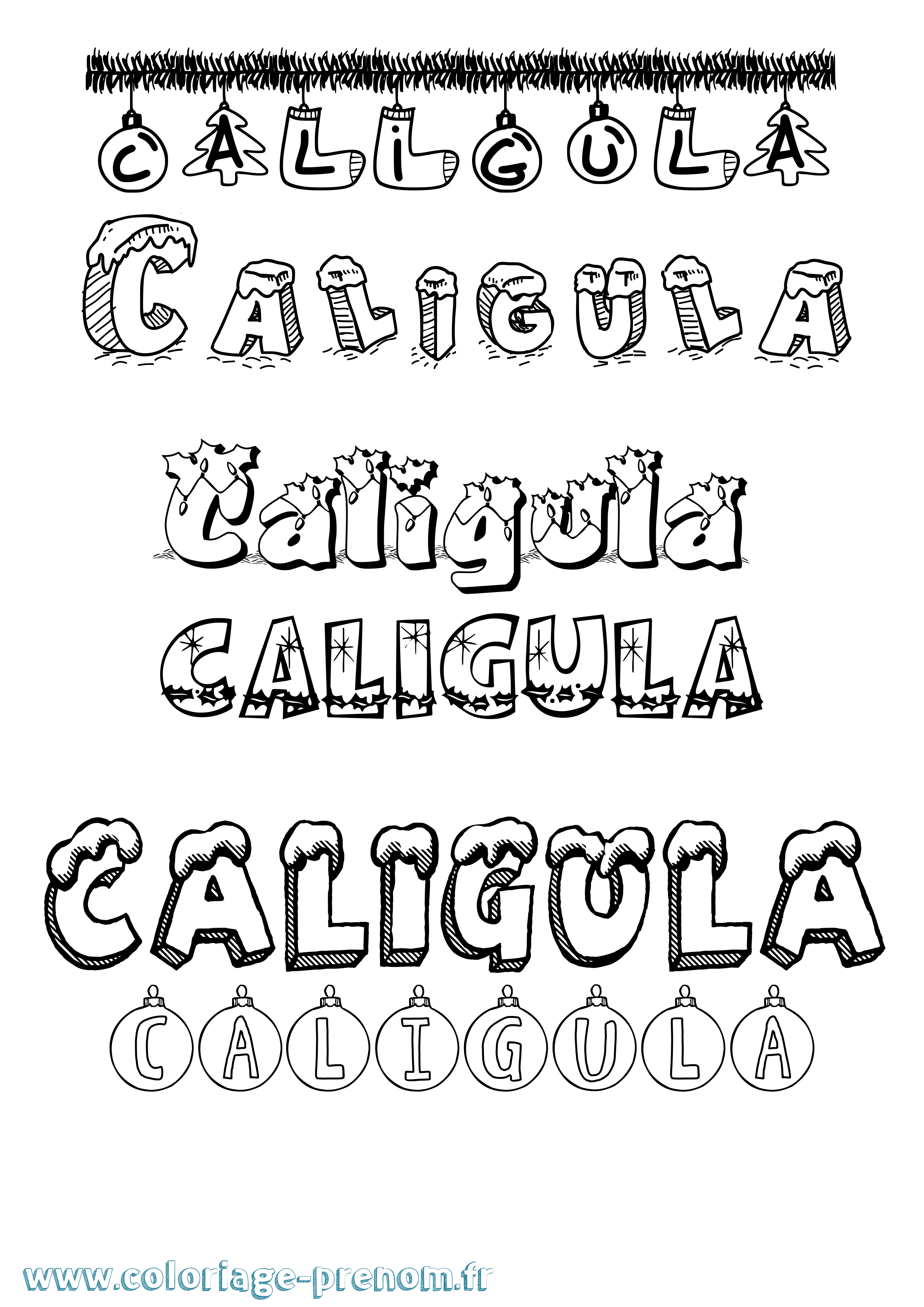 Coloriage Caligula Noël Coloriage prénom Caligula Noël