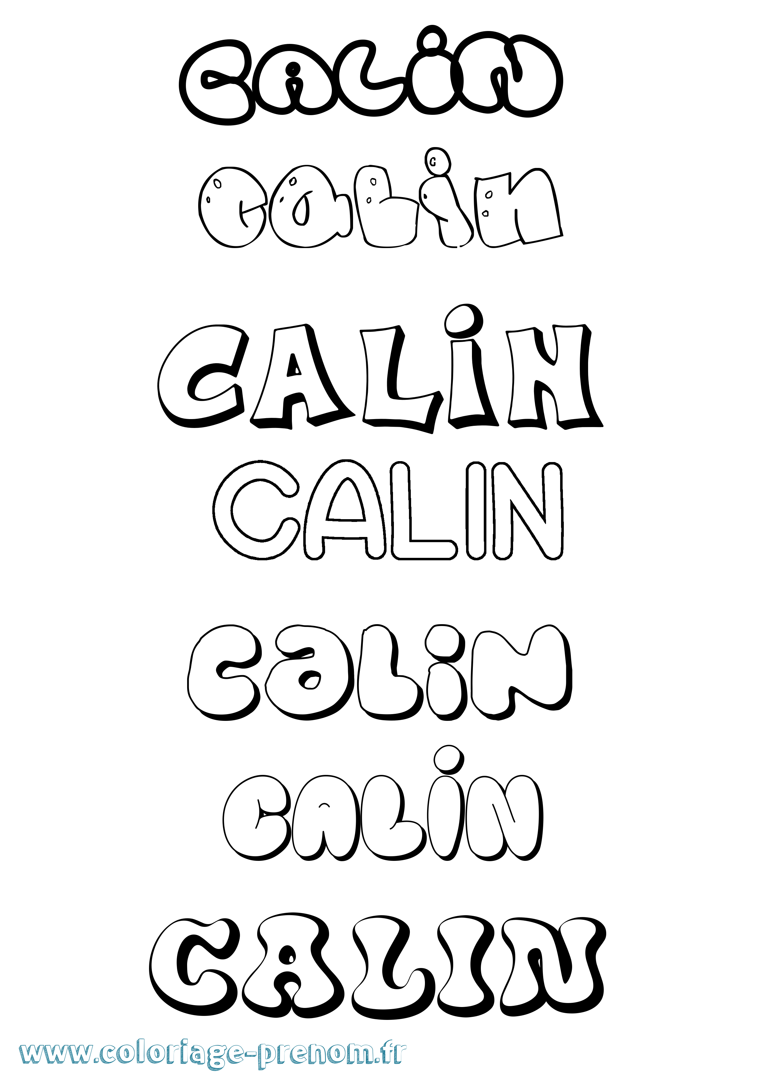 Coloriage prénom Calin Bubble