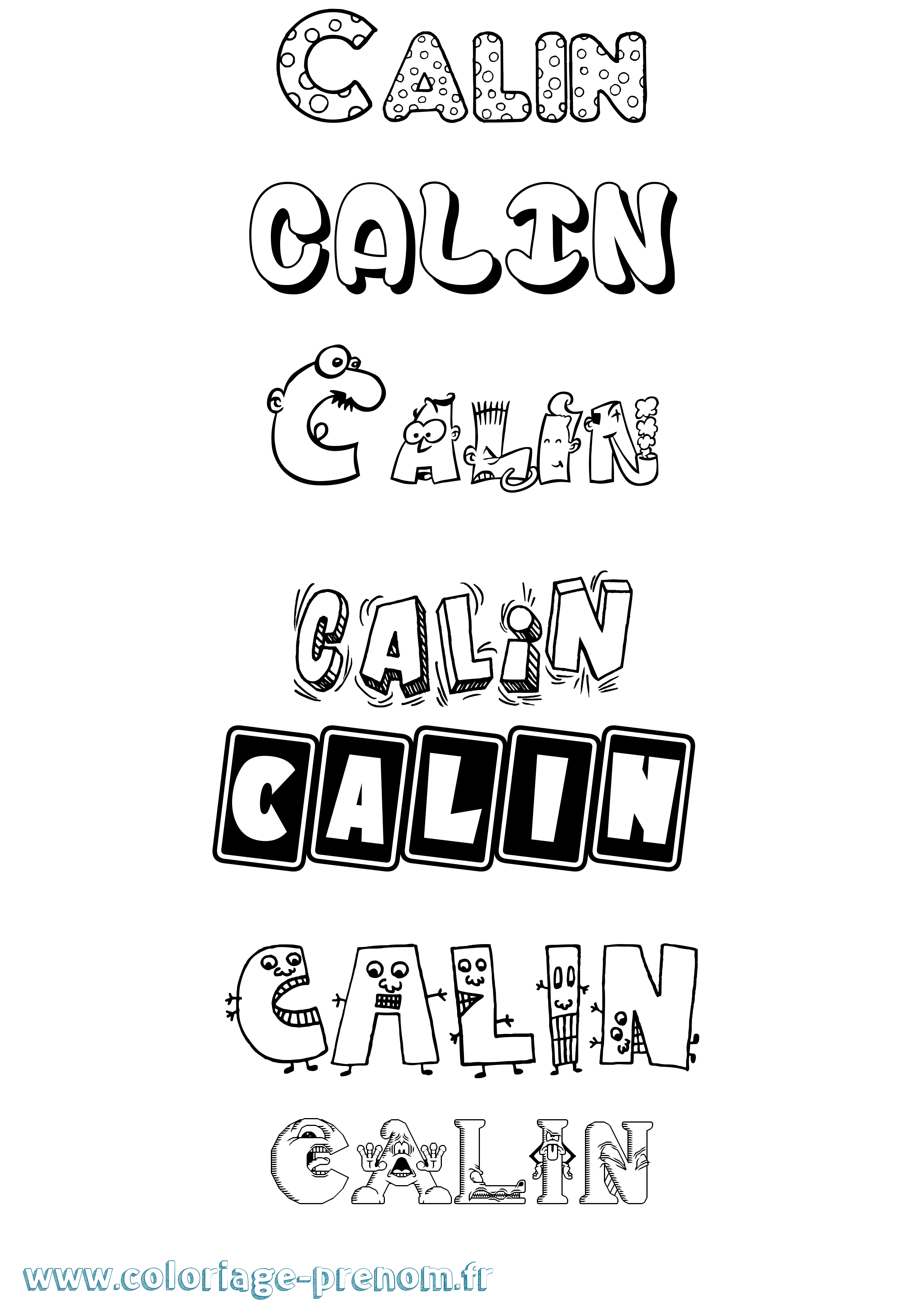 Coloriage prénom Calin Fun