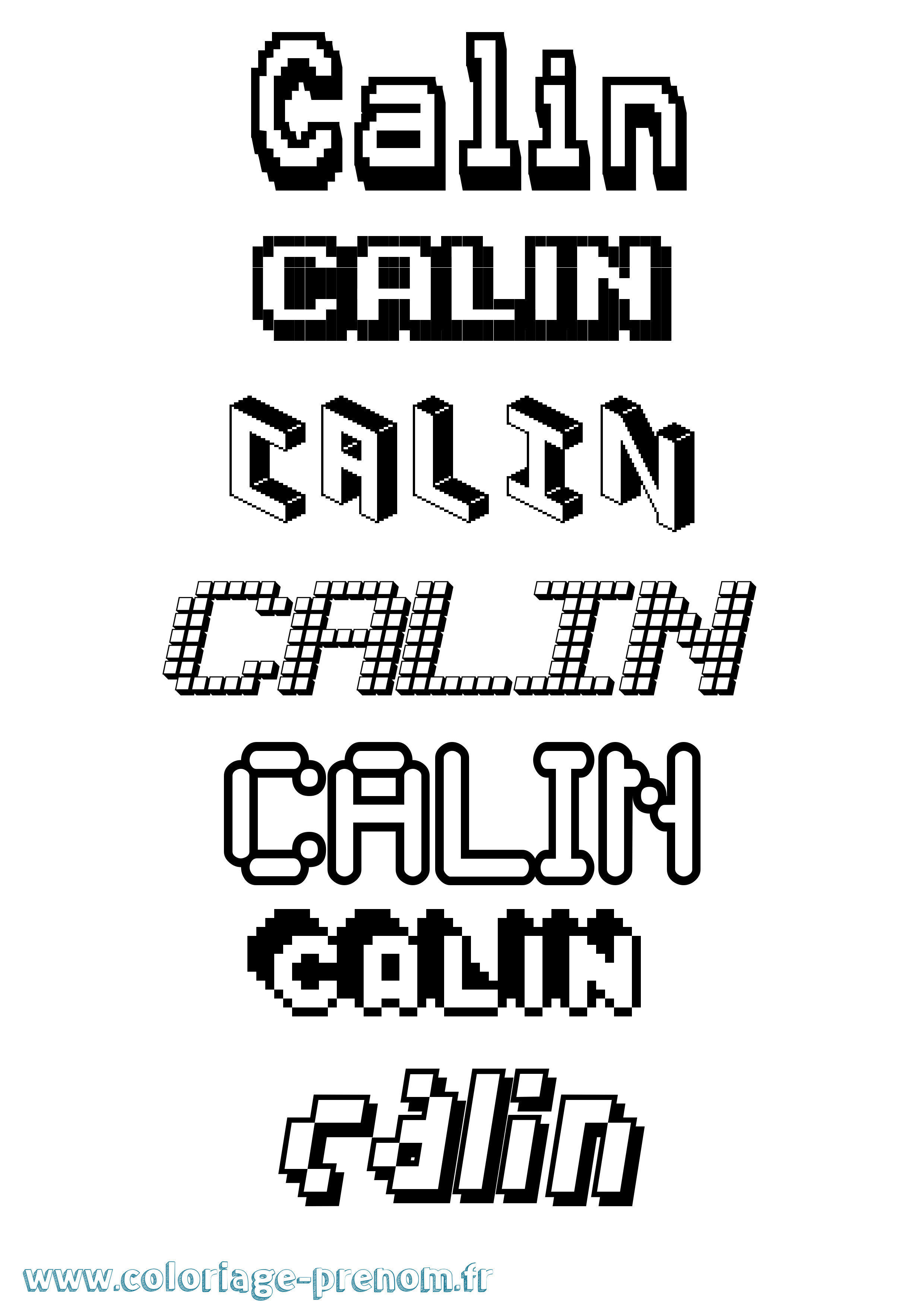 Coloriage prénom Calin Pixel