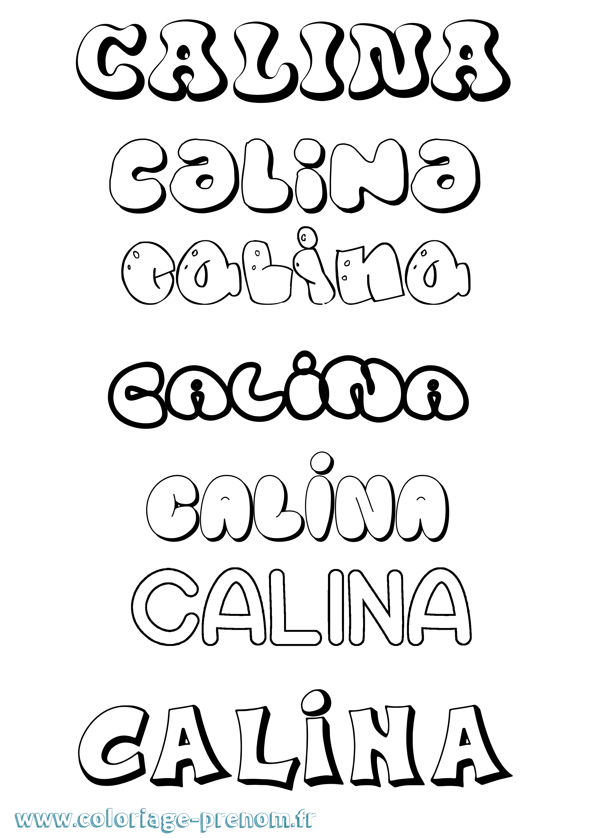 Coloriage Calina Bubble Coloriage prénom Calina Bubble