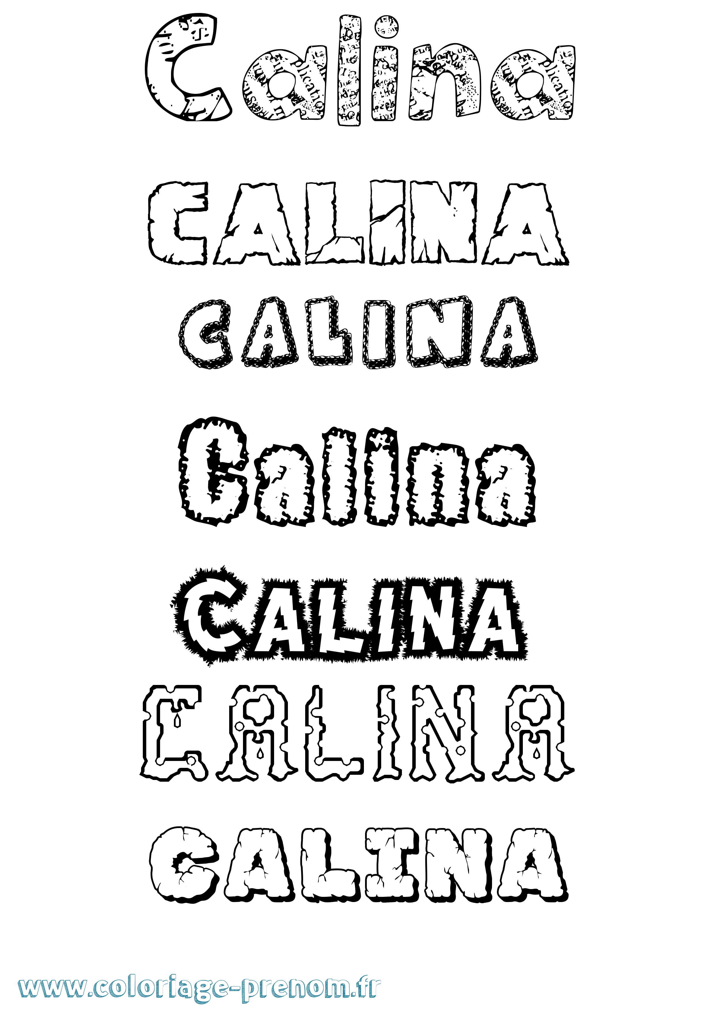 Coloriage Calina Destructuré Coloriage prénom Calina Destructuré