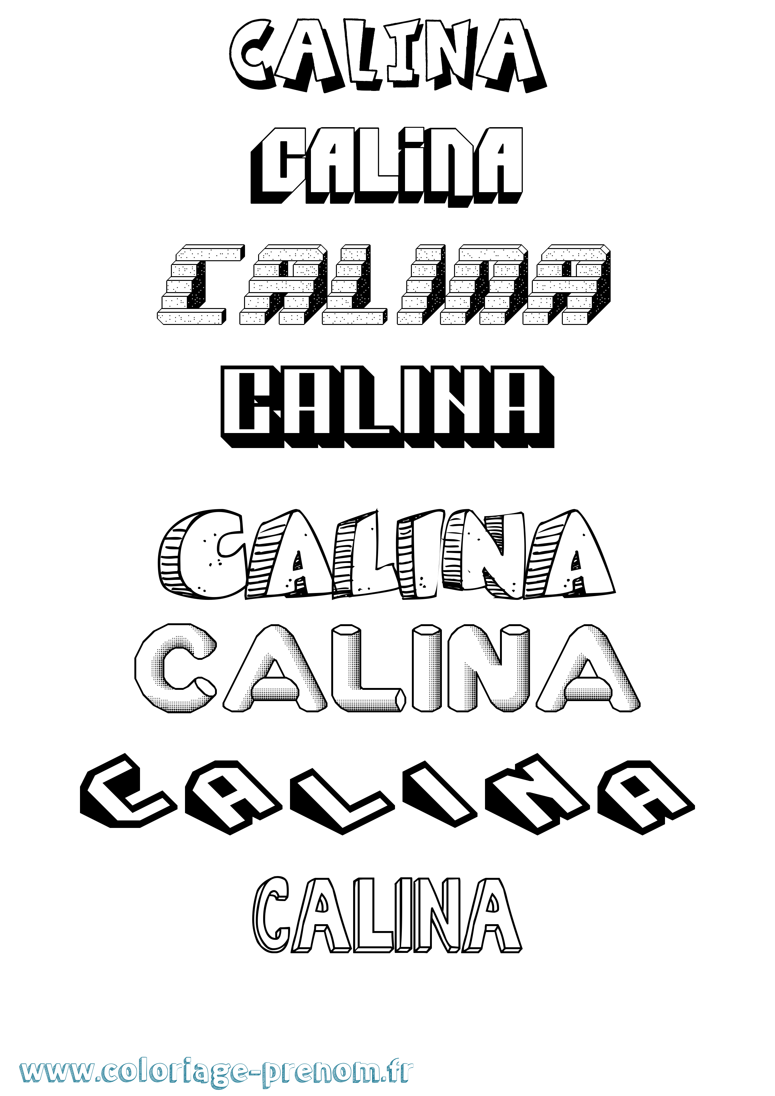 Coloriage Calina Effet 3D Coloriage prénom Calina Effet 3D