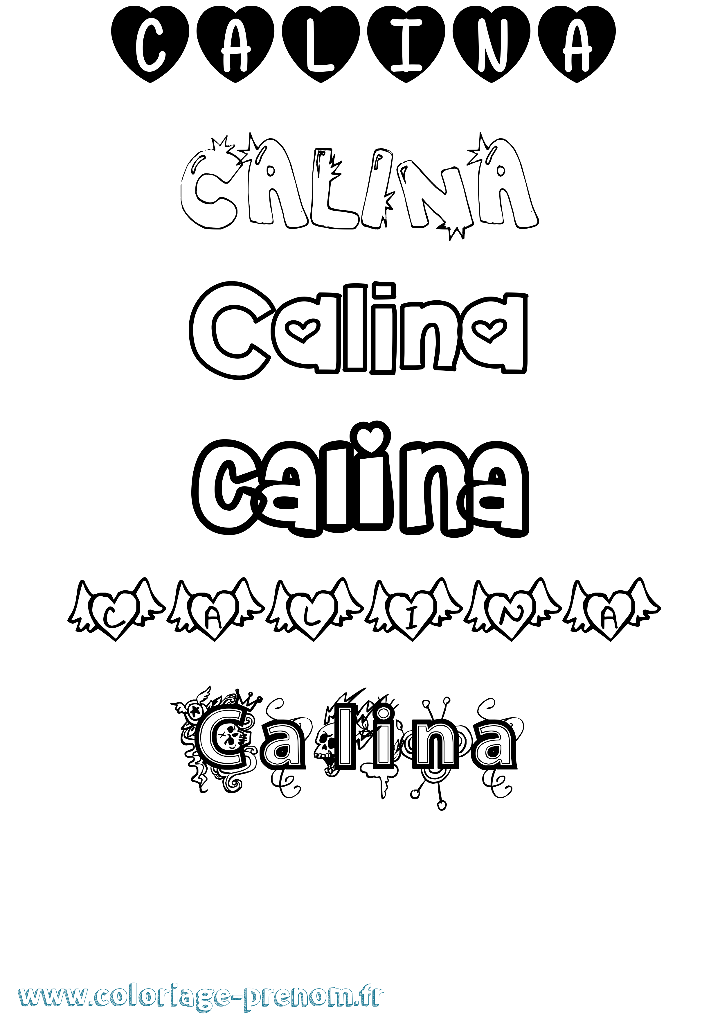 Coloriage Calina Girly Coloriage prénom Calina Girly