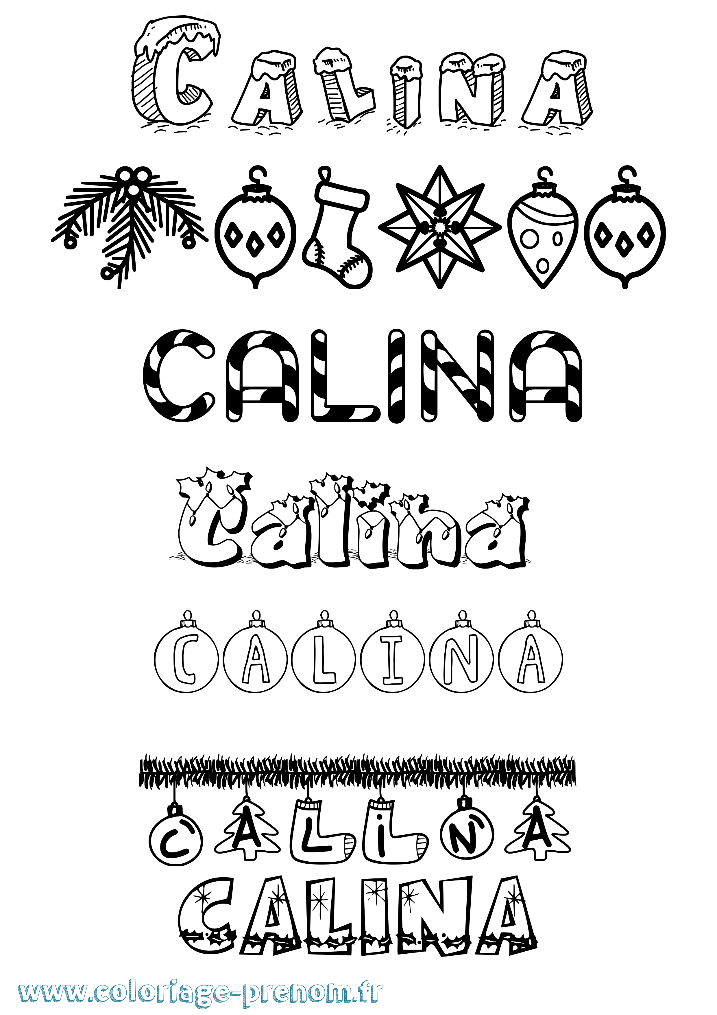 Coloriage Calina Noël Coloriage prénom Calina Noël