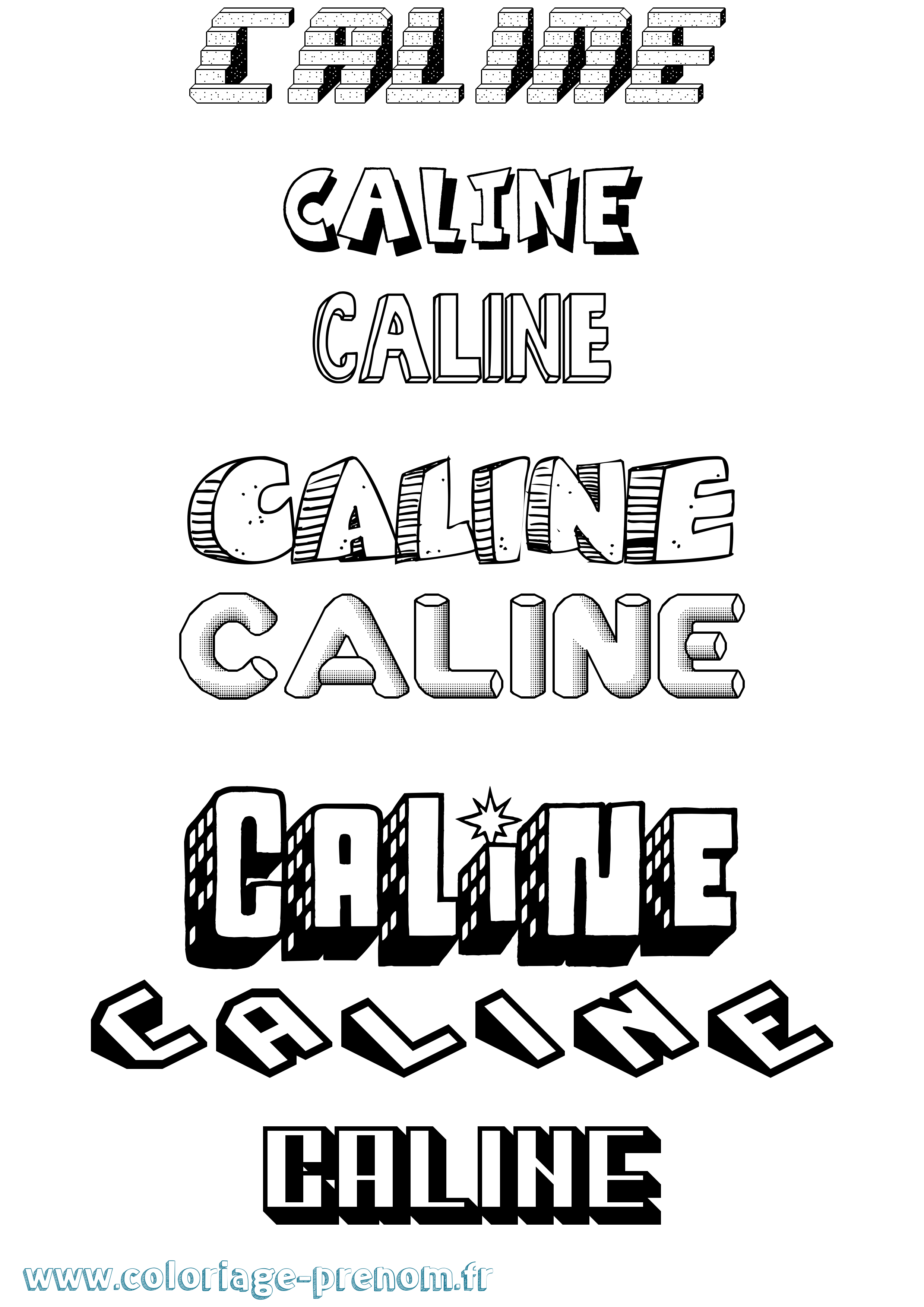 Coloriage prénom Caline Effet 3D