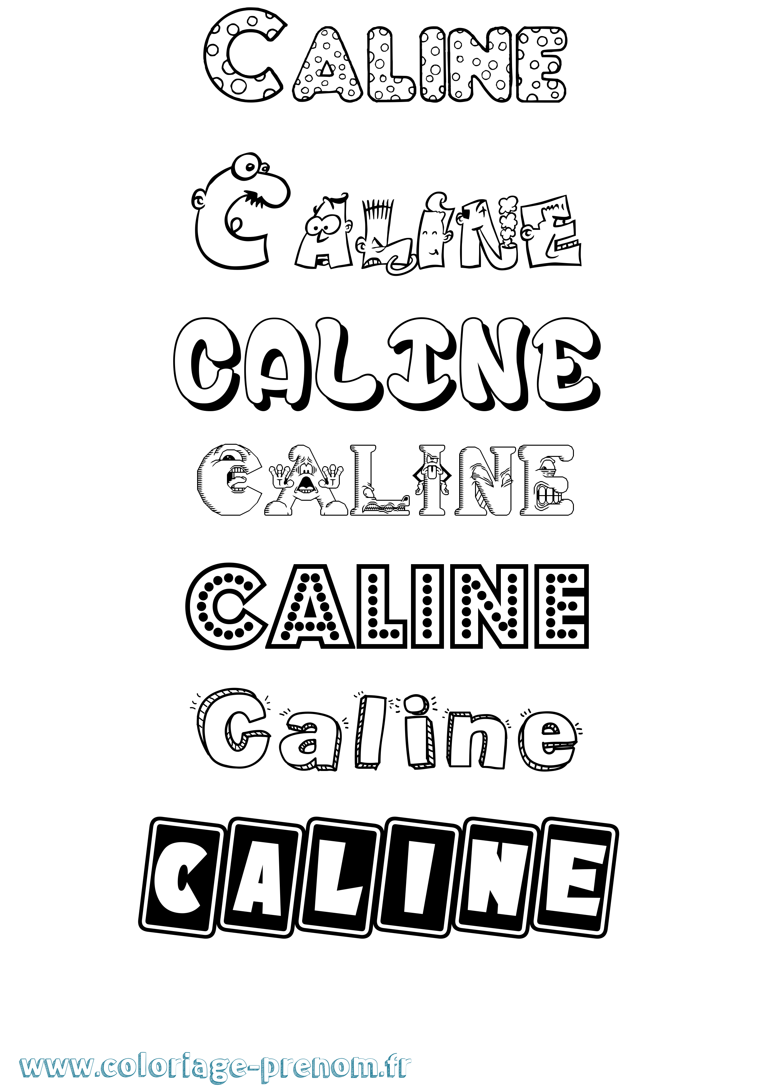 Coloriage prénom Caline Fun