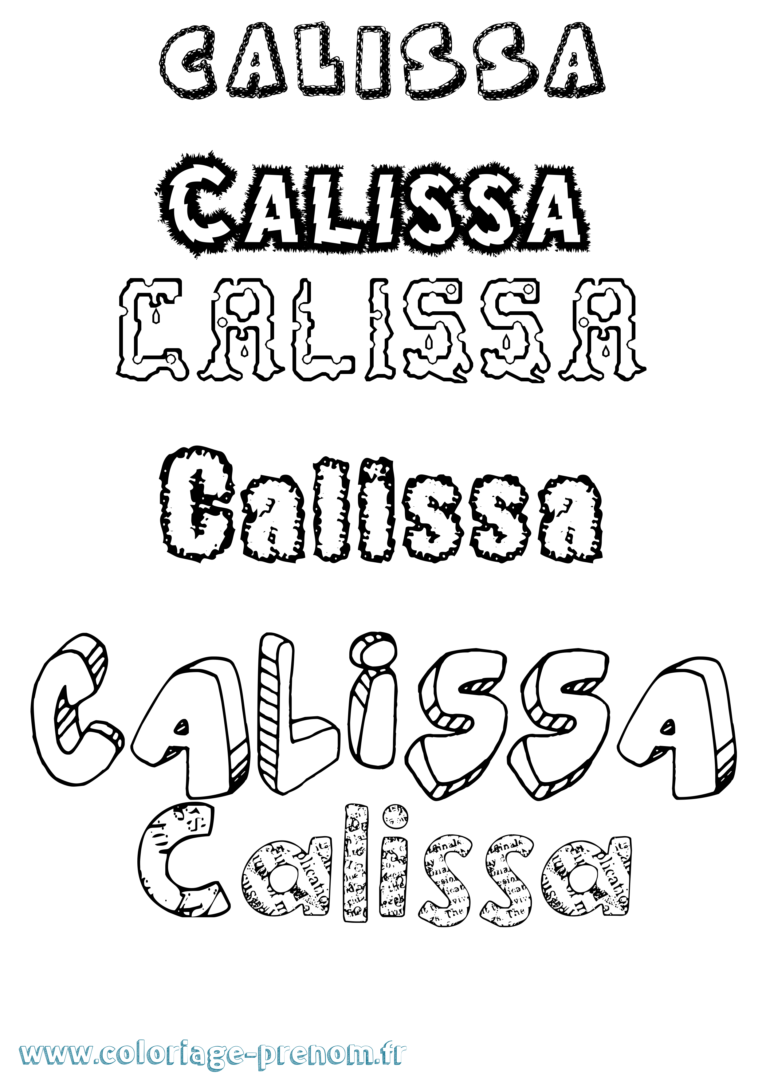 Coloriage prénom Calissa Destructuré