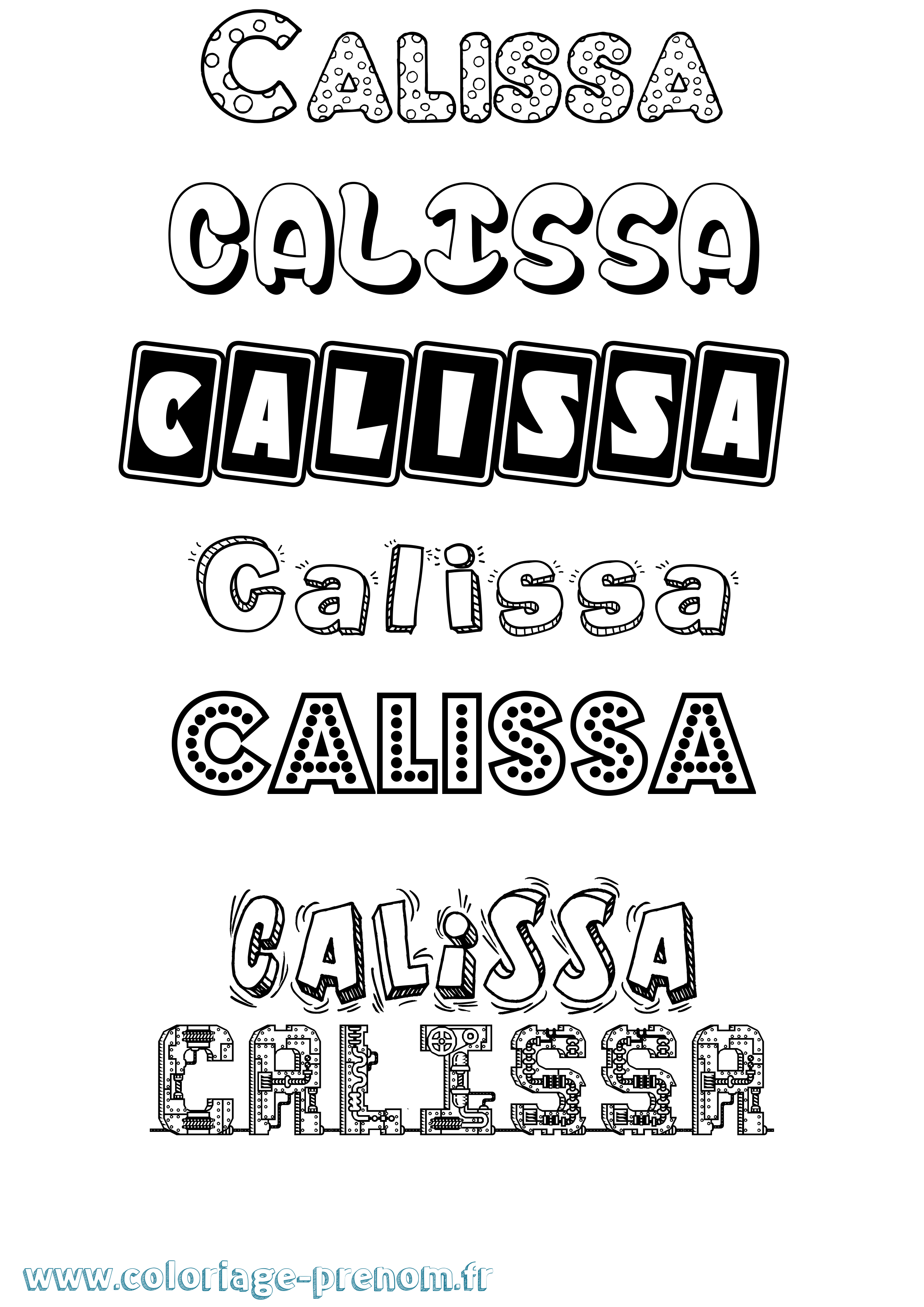 Coloriage prénom Calissa Fun