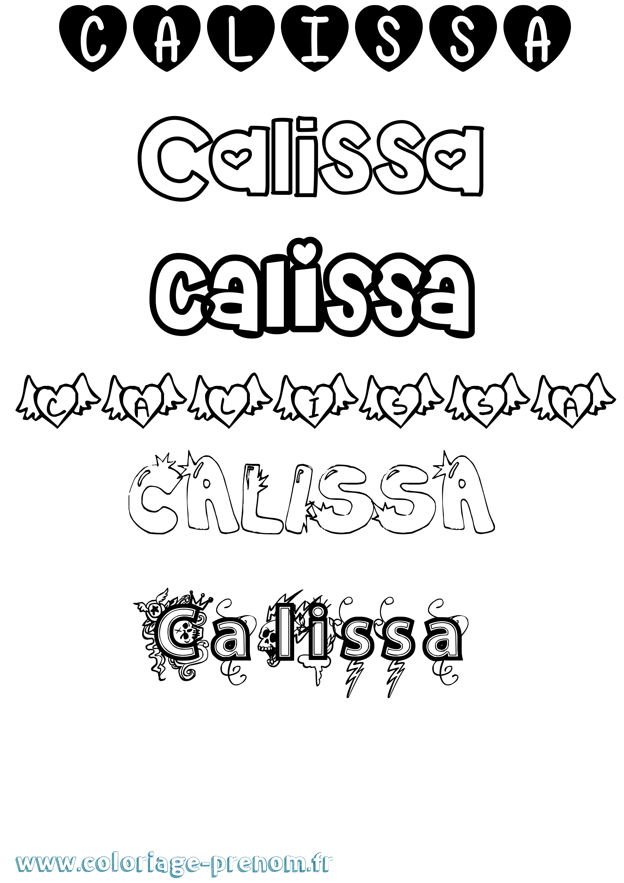 Coloriage prénom Calissa Girly