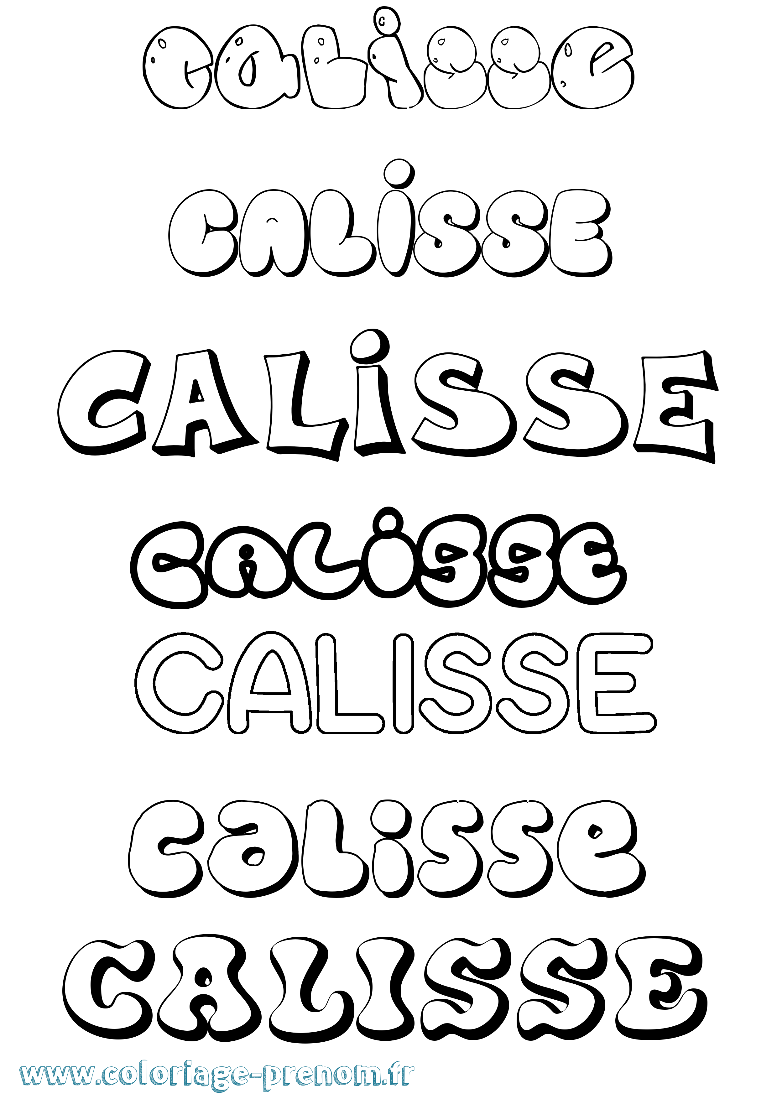 Coloriage Calisse Bubble Coloriage prénom Calisse Bubble