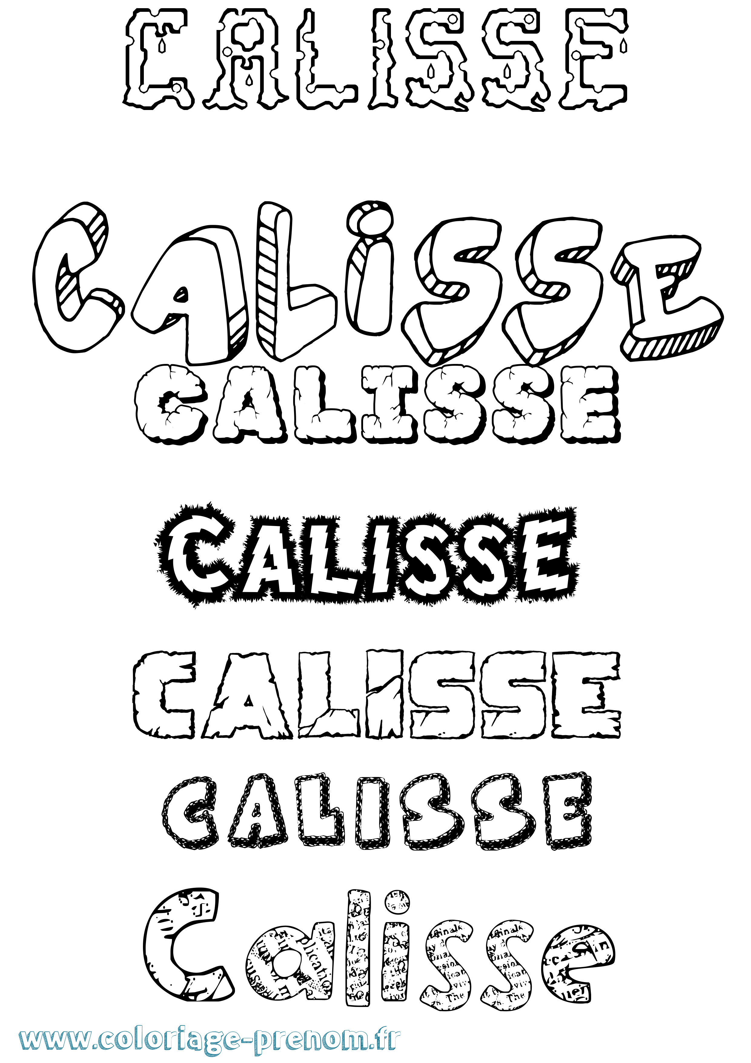 Coloriage Calisse Destructuré Coloriage prénom Calisse Destructuré