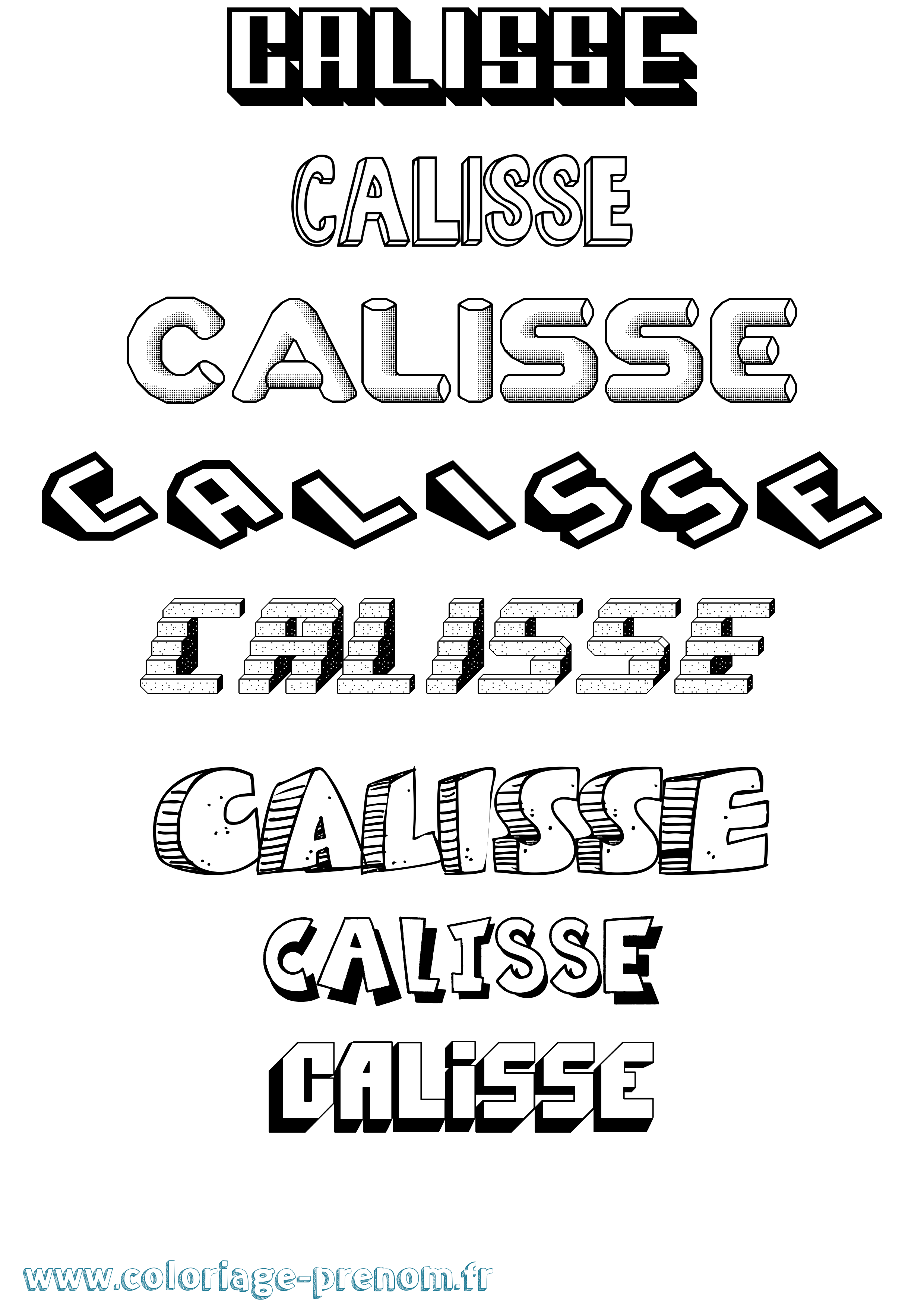 Coloriage Calisse Effet 3D Coloriage prénom Calisse Effet 3D