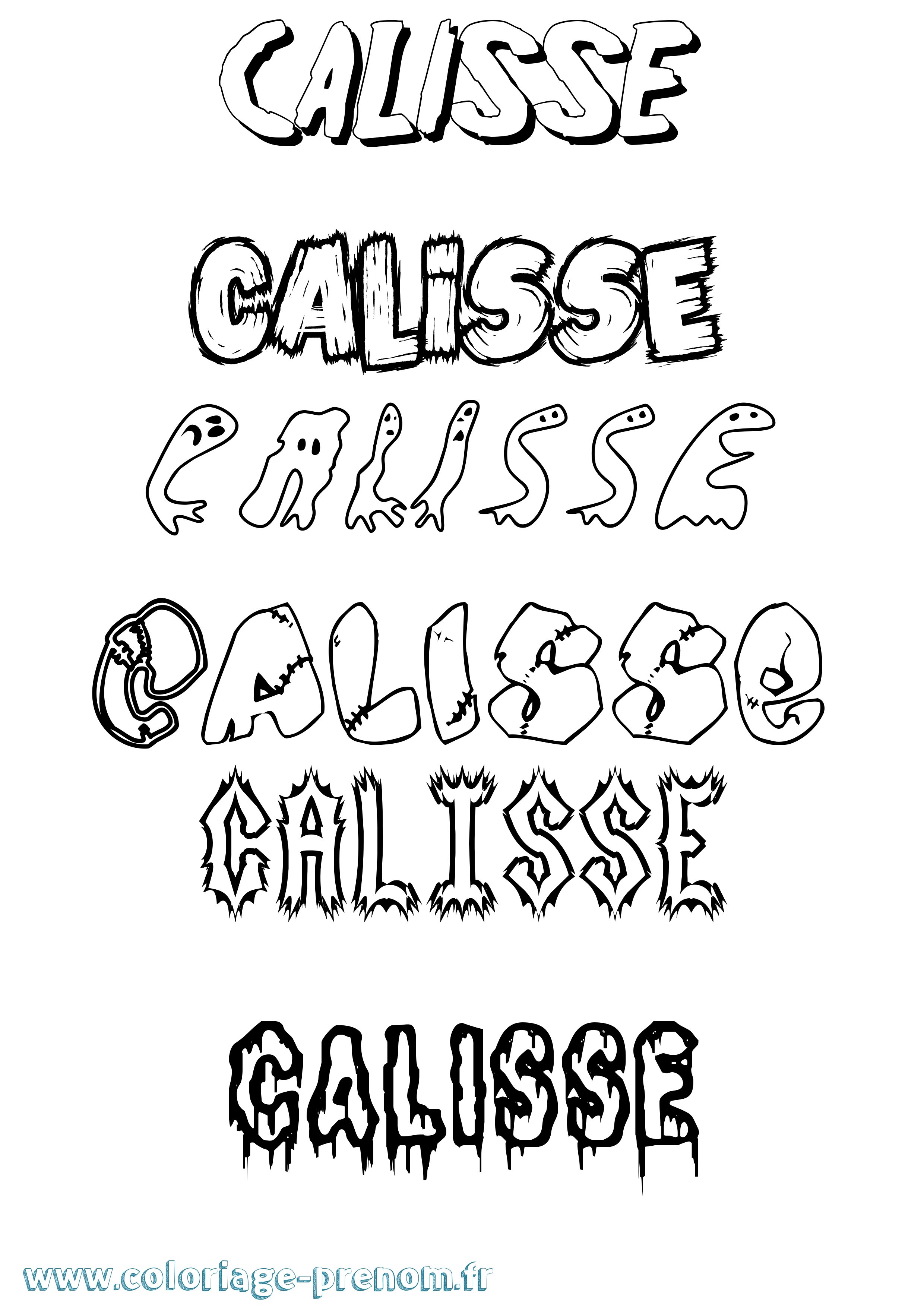 Coloriage Calisse Frisson Coloriage prénom Calisse Frisson
