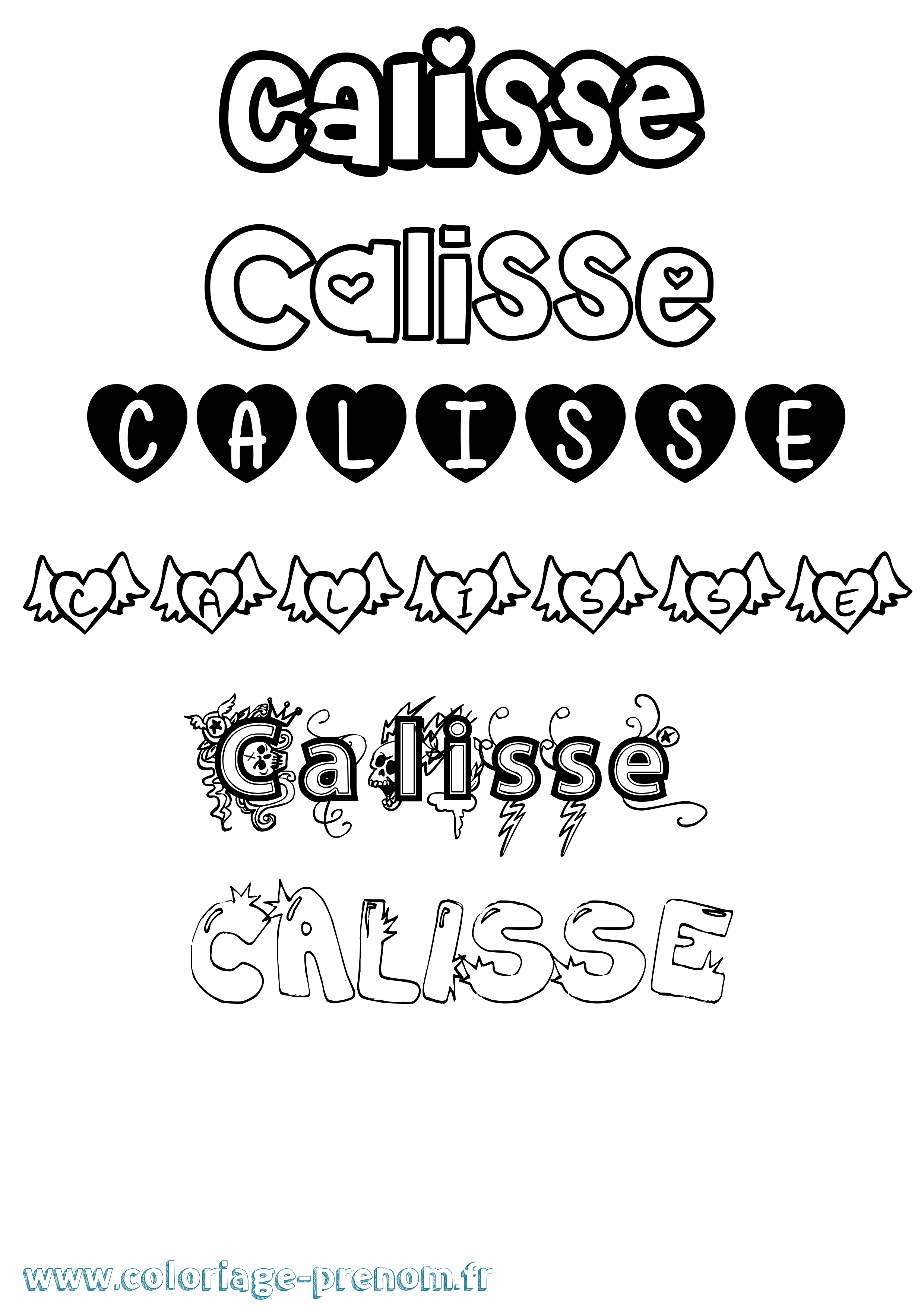 Coloriage Calisse Girly Coloriage prénom Calisse Girly