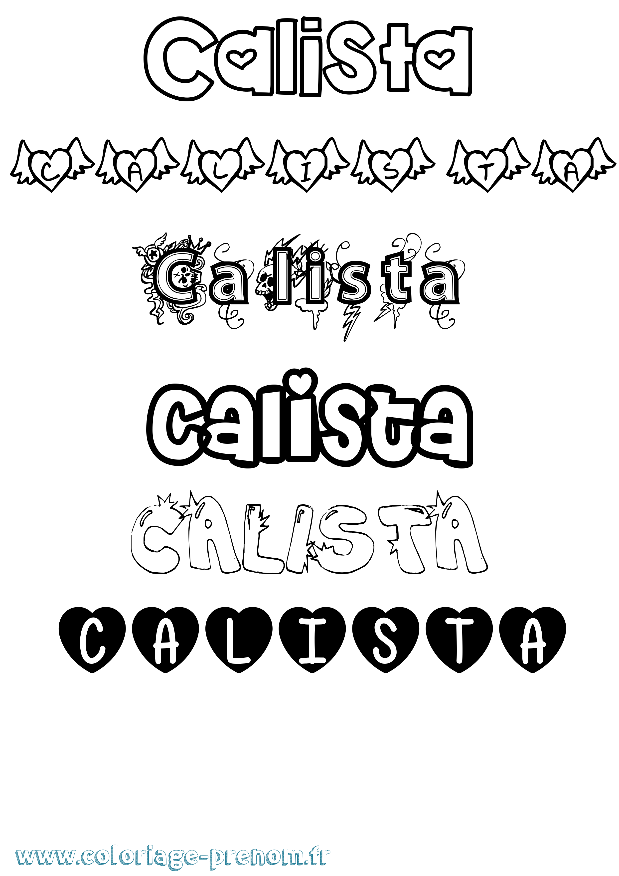 Coloriage prénom Calista Girly