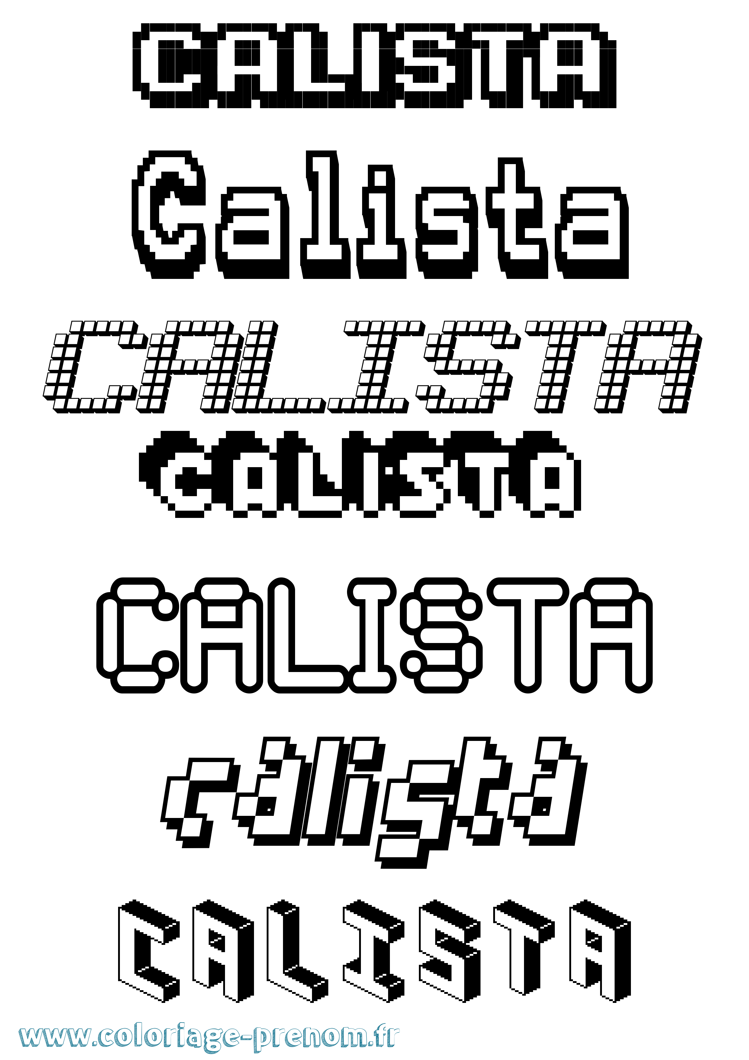 Coloriage prénom Calista Pixel