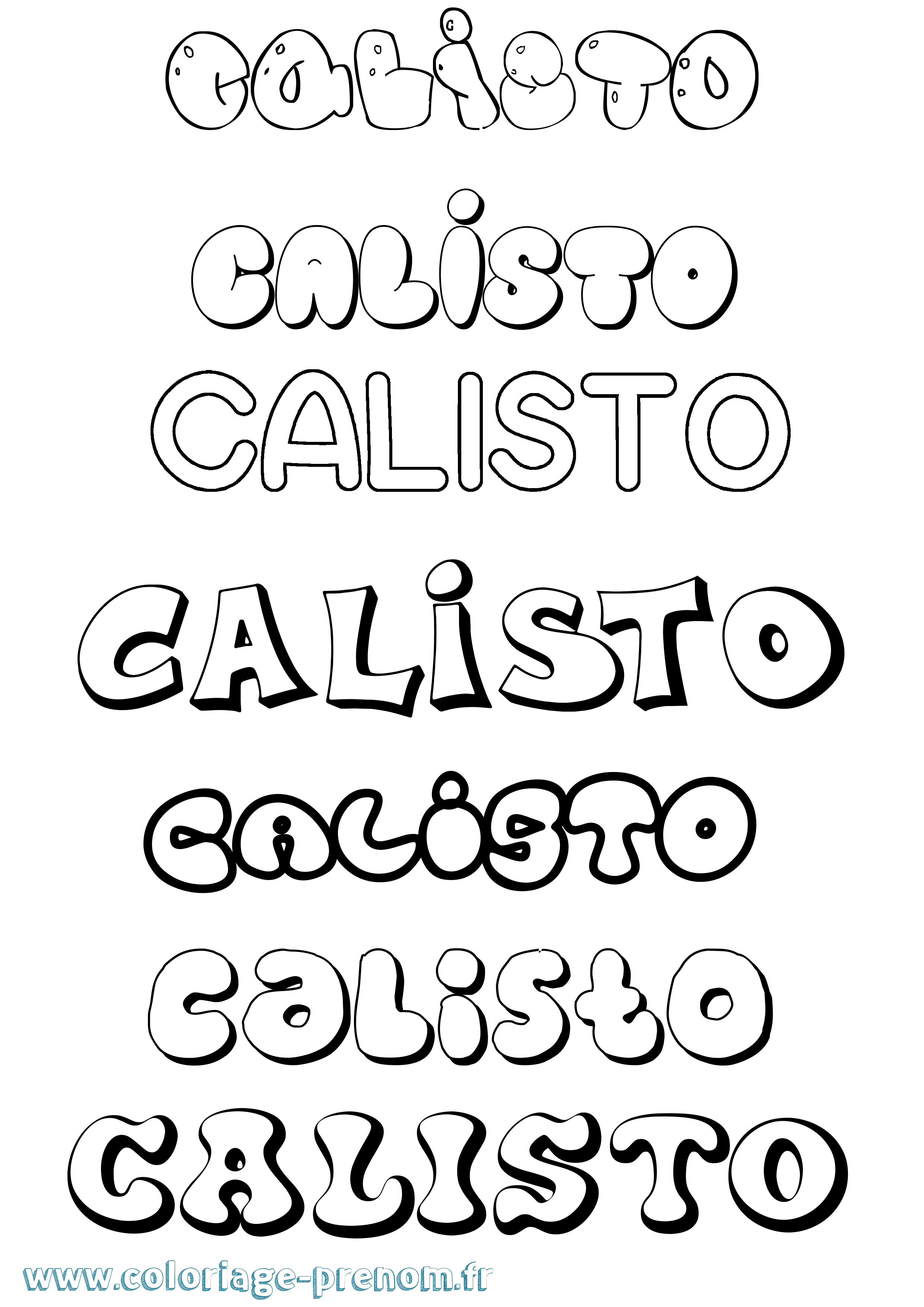 Coloriage Calisto Bubble Coloriage prénom Calisto Bubble