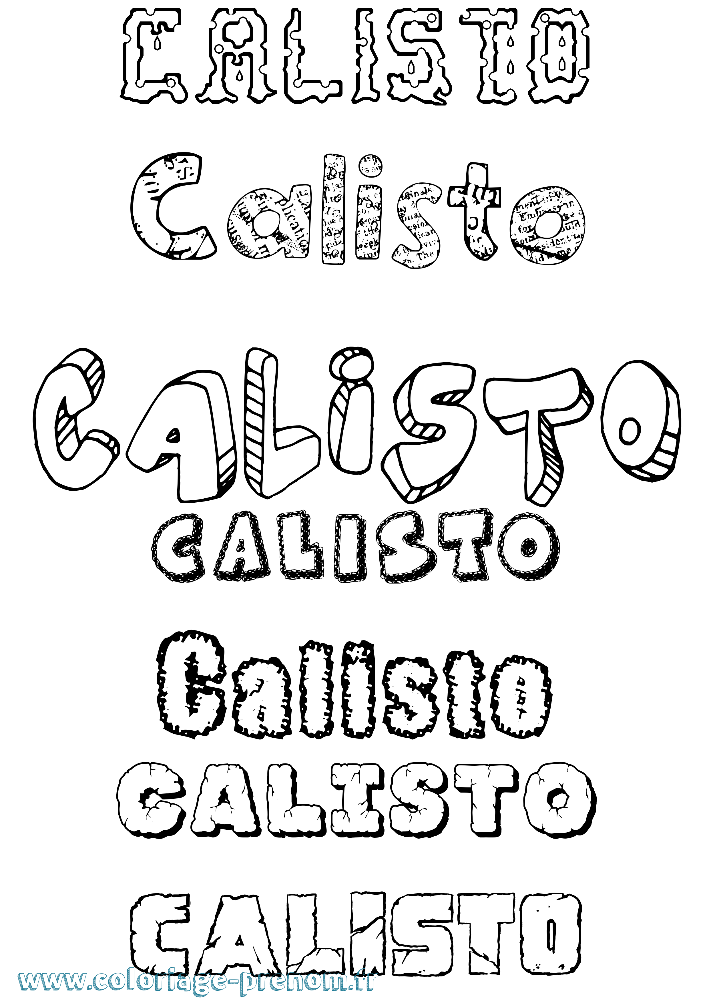 Coloriage Calisto Destructuré Coloriage prénom Calisto Destructuré
