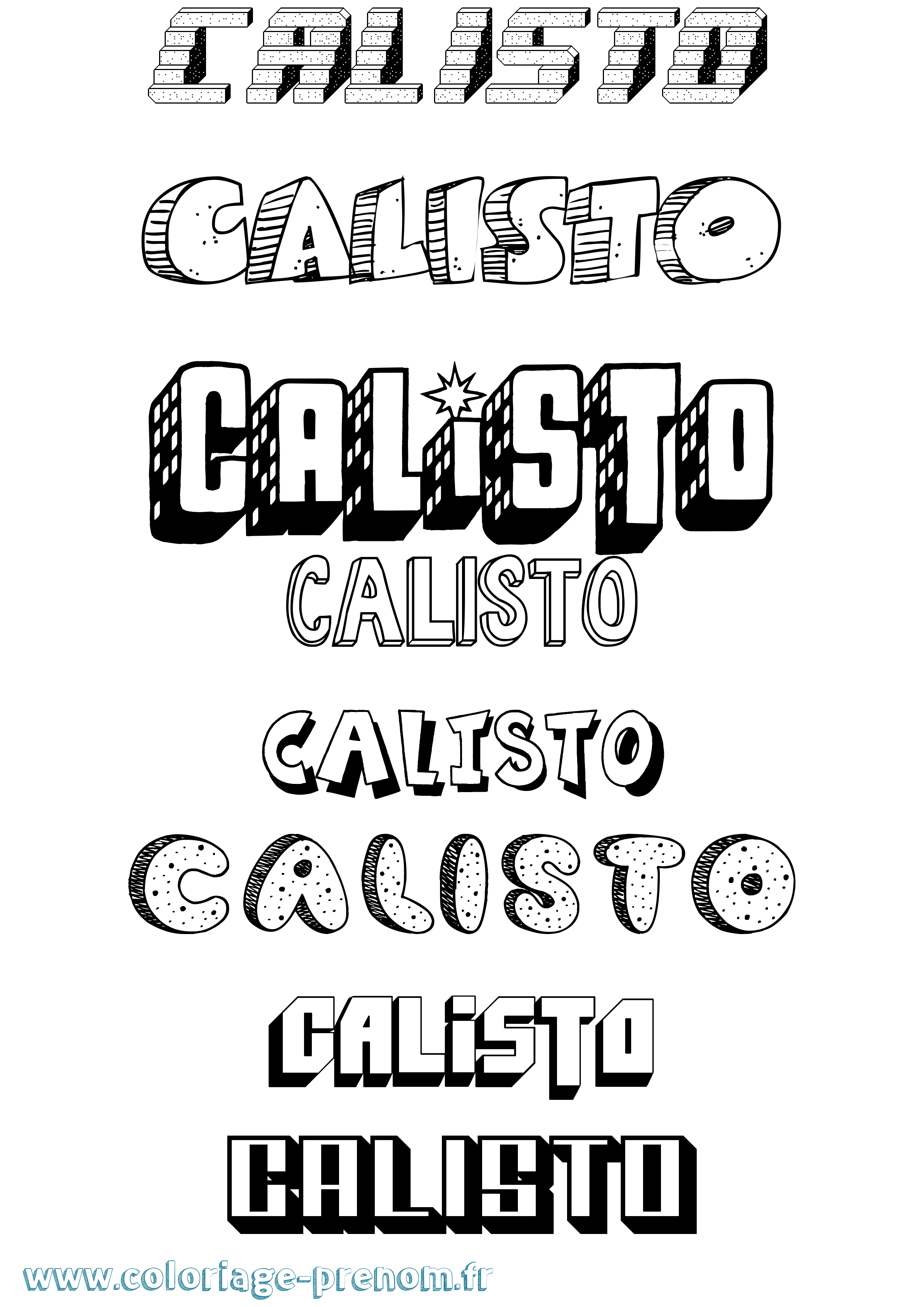 Coloriage Calisto Effet 3D Coloriage prénom Calisto Effet 3D