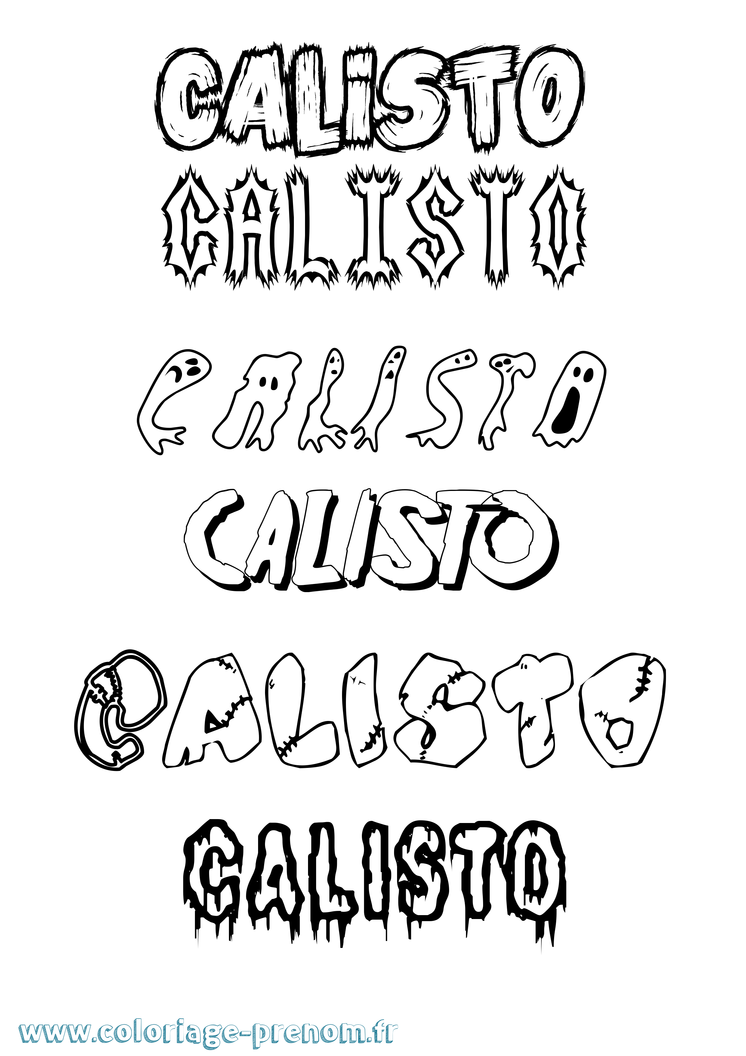 Coloriage Calisto Frisson Coloriage prénom Calisto Frisson