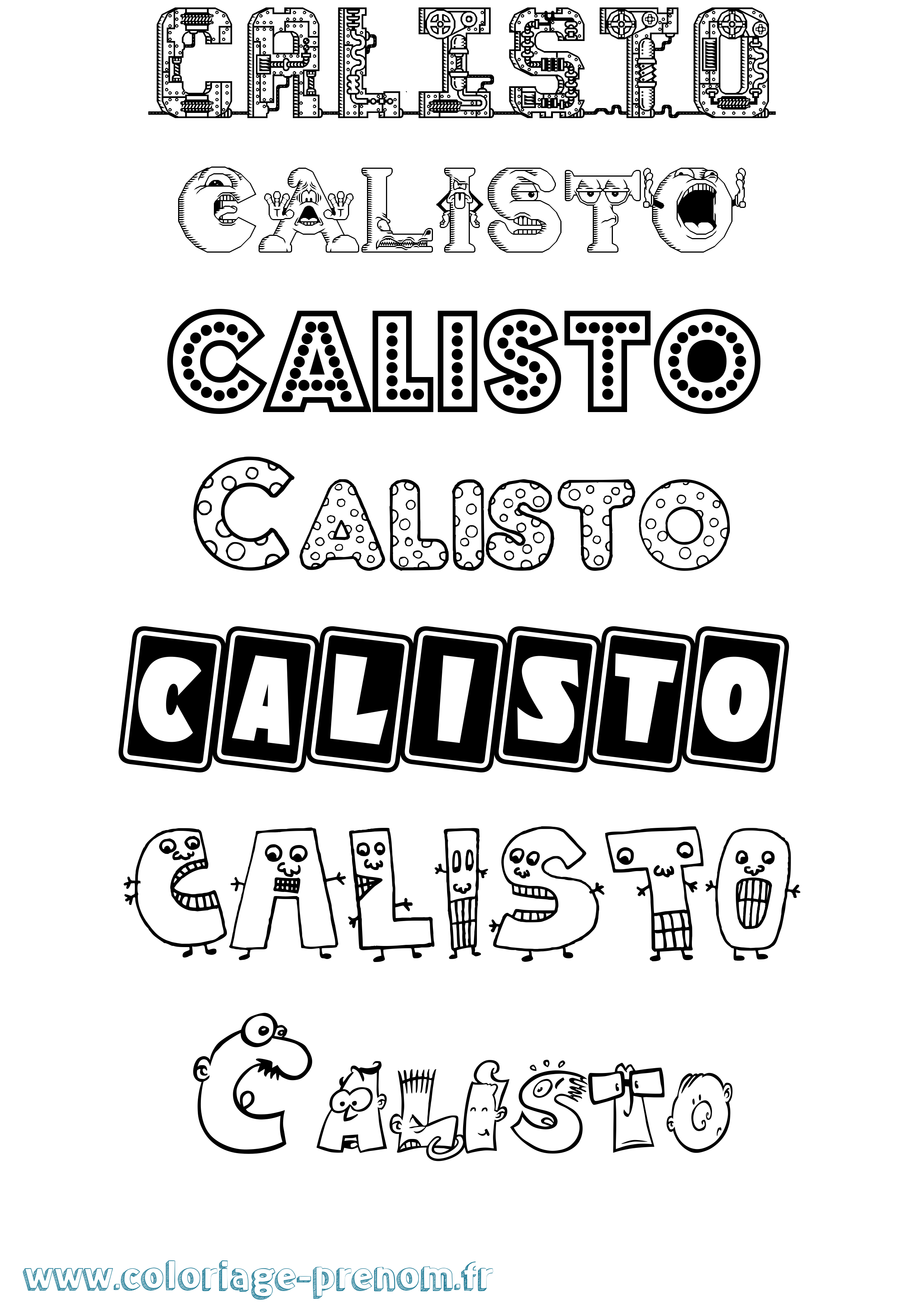 Coloriage Calisto Fun Coloriage prénom Calisto Fun