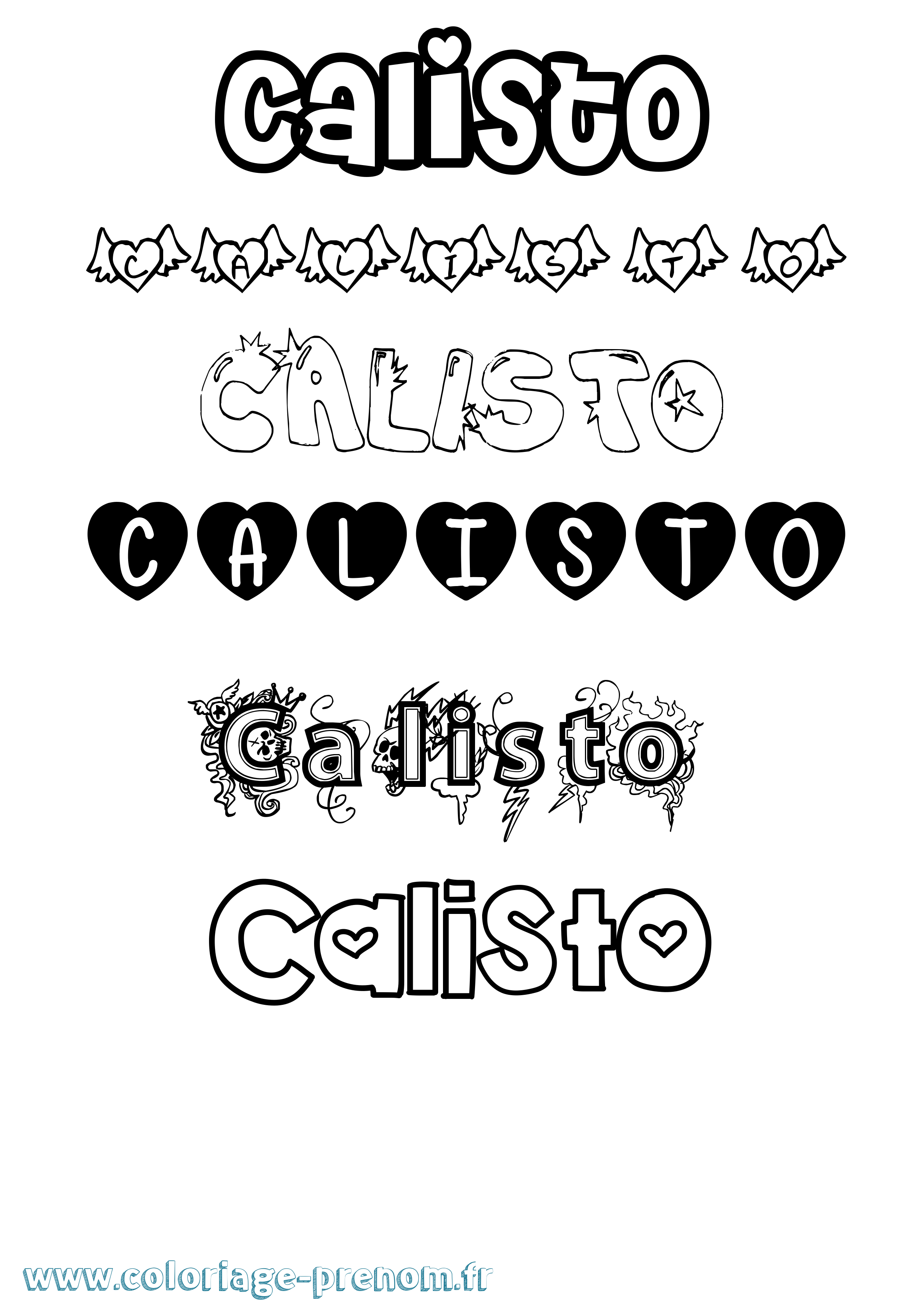 Coloriage prénom Calisto Girly