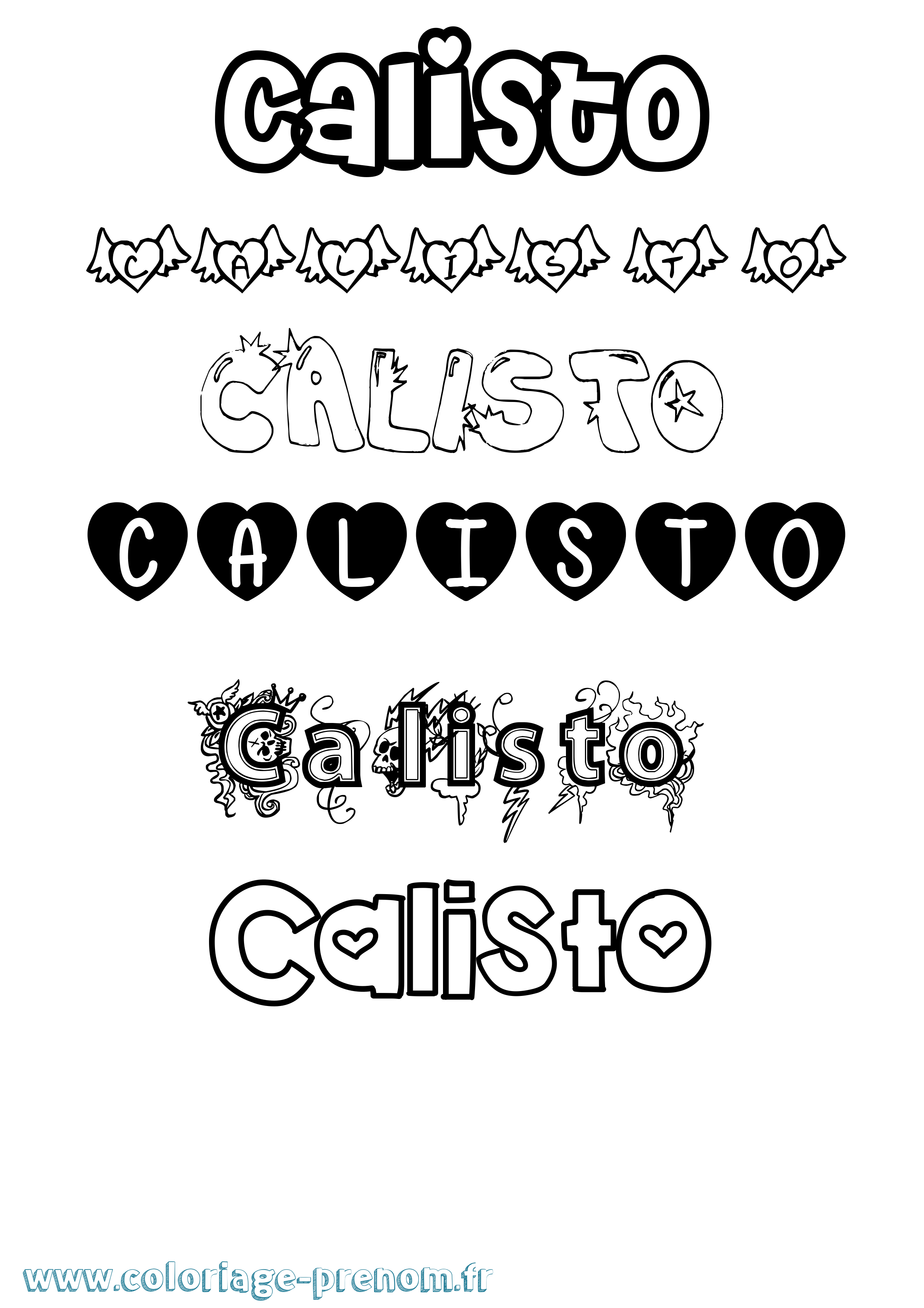 Coloriage Calisto Girly Coloriage prénom Calisto Girly