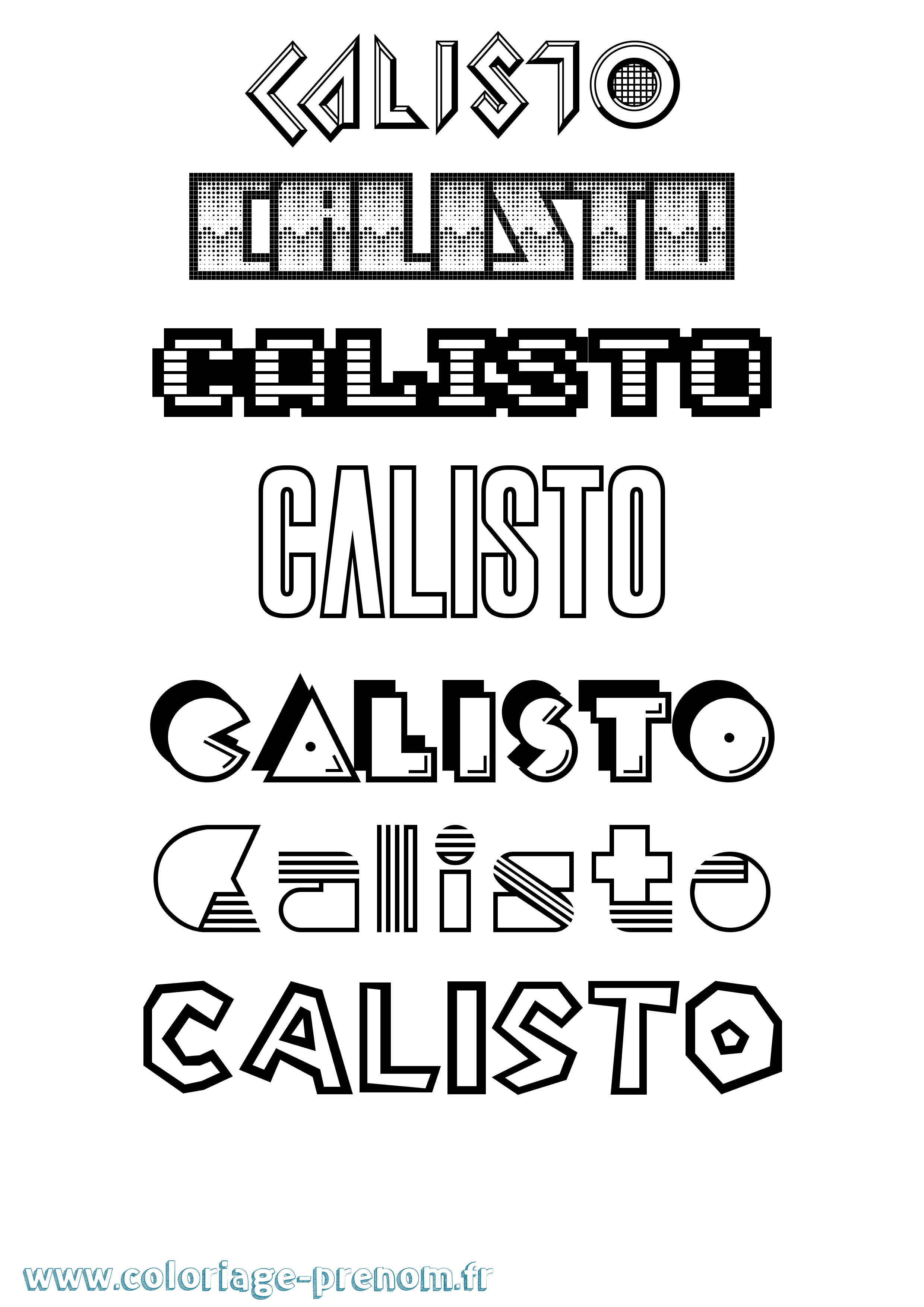 Coloriage prénom Calisto Jeux Vidéos