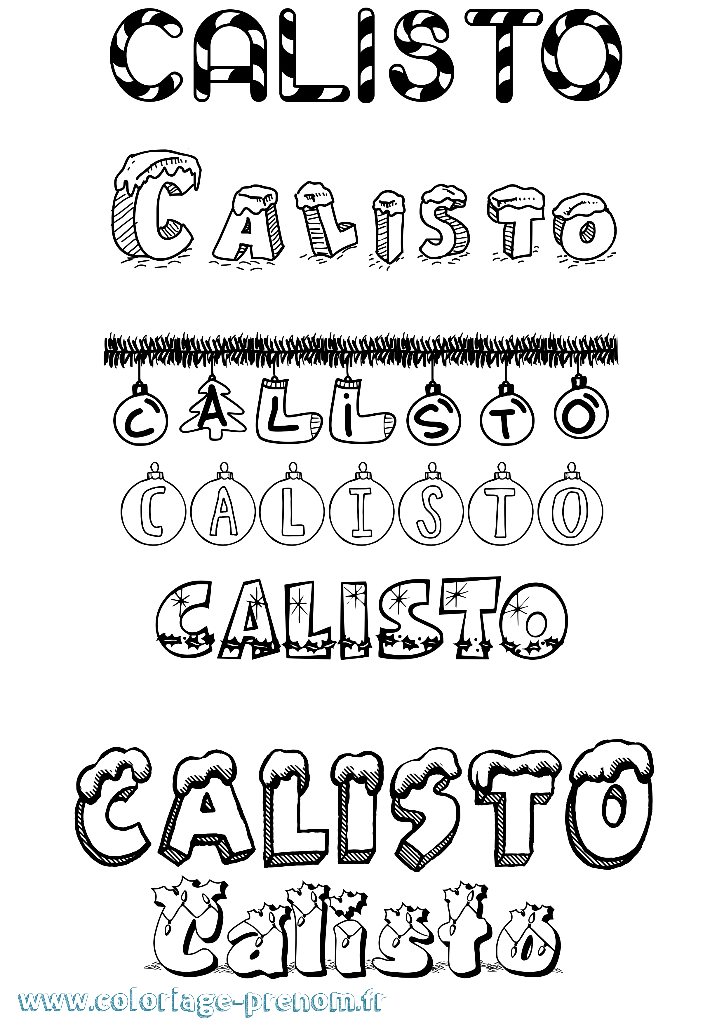 Coloriage Calisto Noël Coloriage prénom Calisto Noël