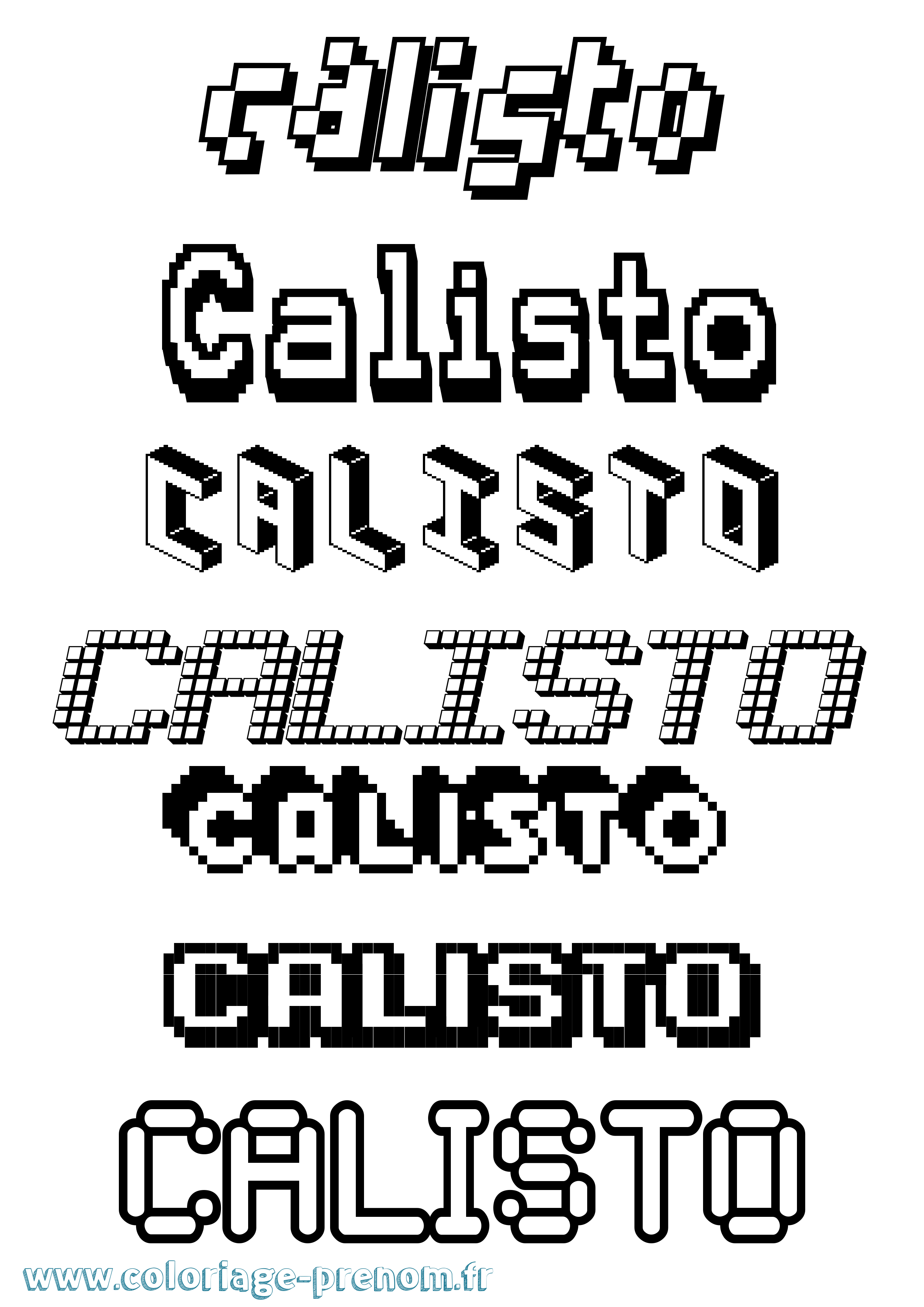 Coloriage Calisto Pixel Coloriage prénom Calisto Pixel