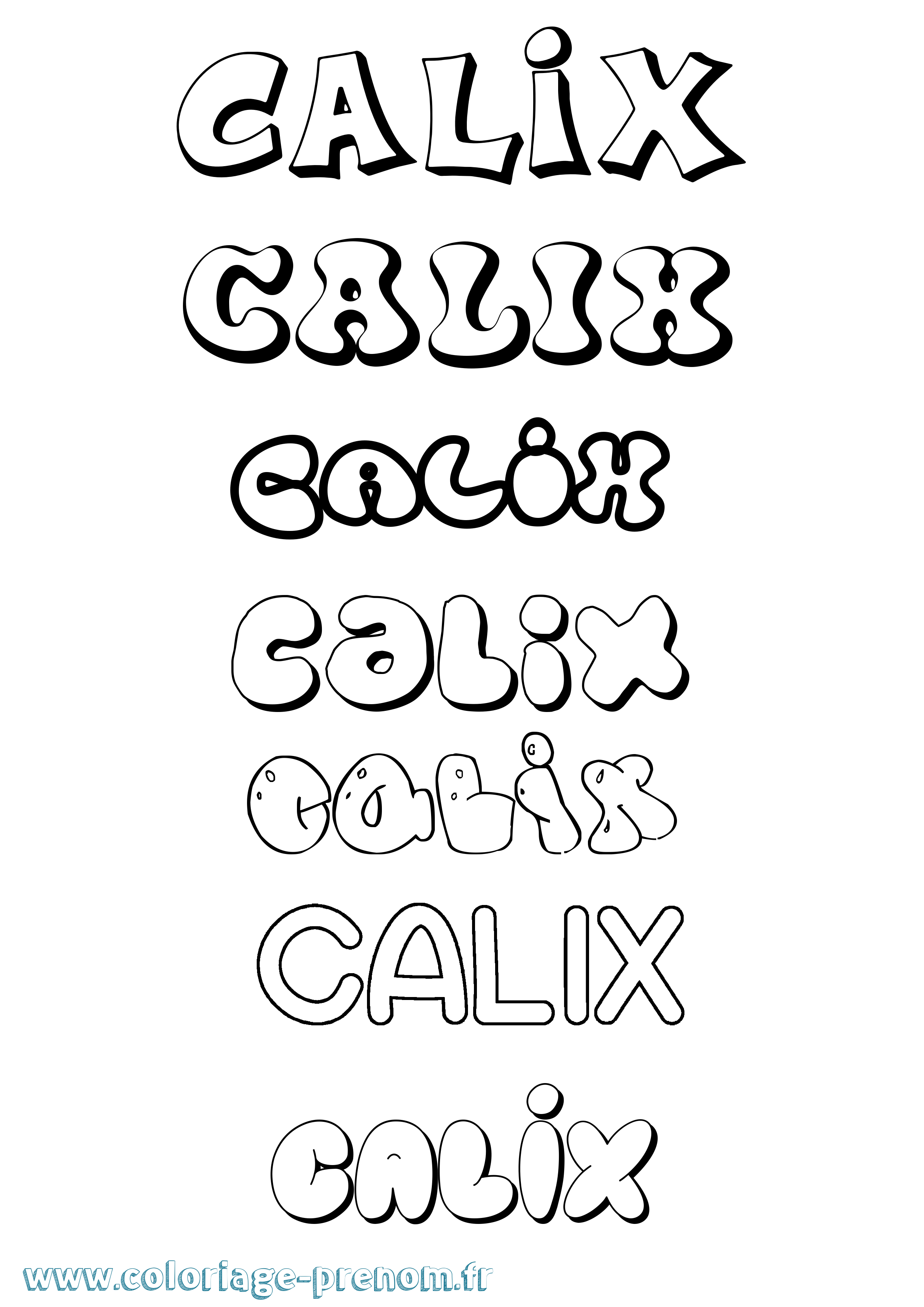 Coloriage Calix Bubble Coloriage prénom Calix Bubble
