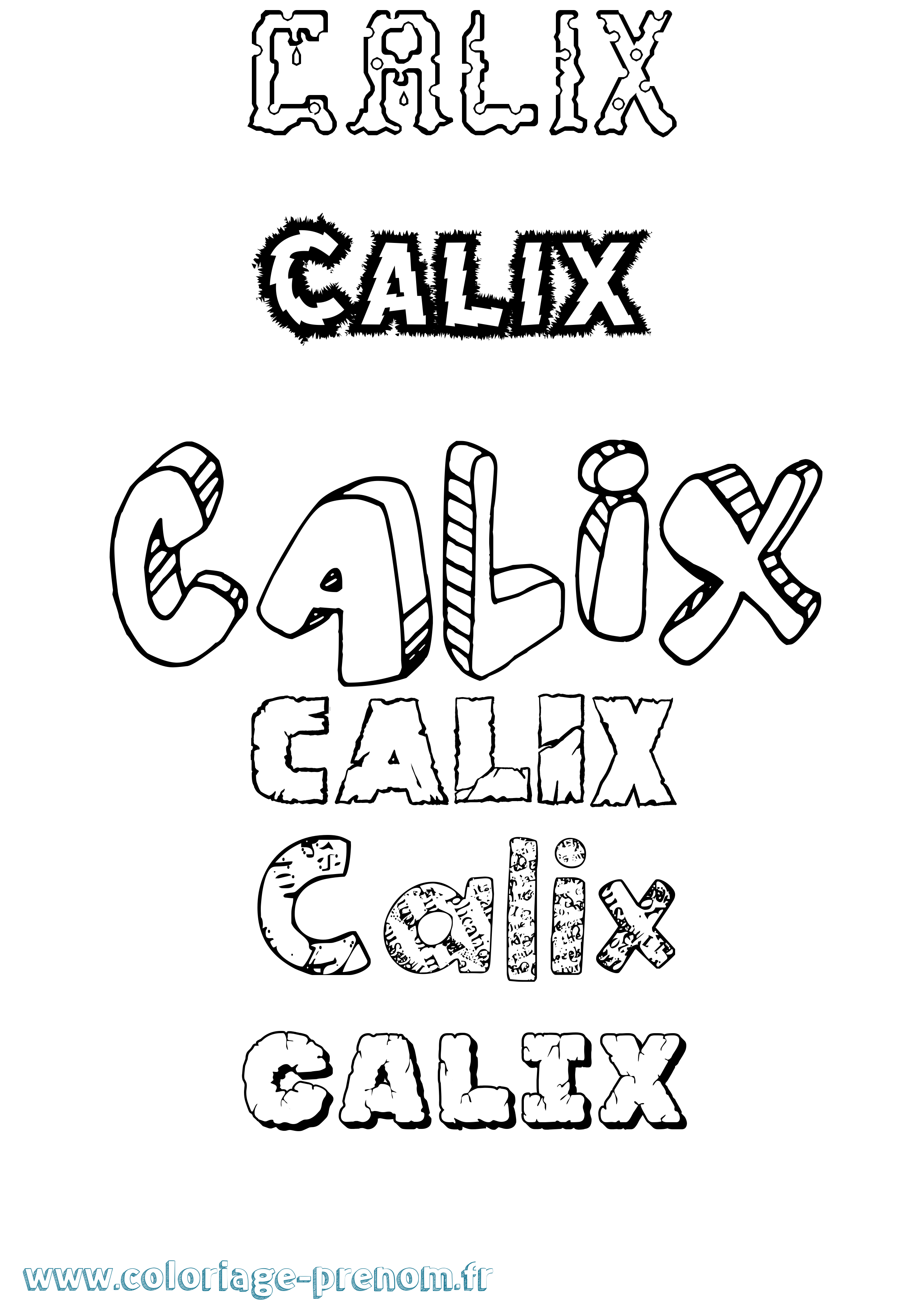 Coloriage Calix Destructuré Coloriage prénom Calix Destructuré