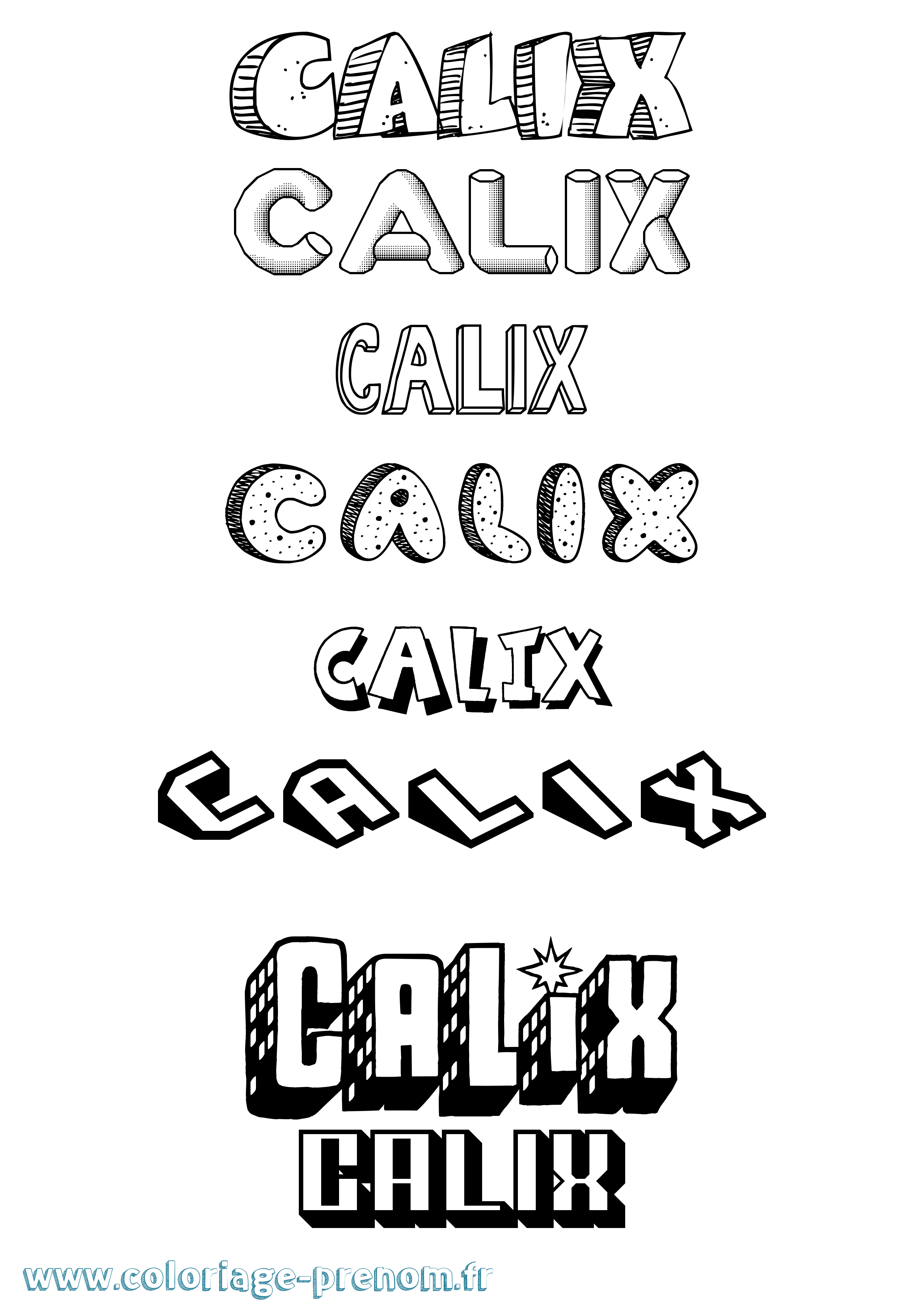 Coloriage Calix Effet 3D Coloriage prénom Calix Effet 3D