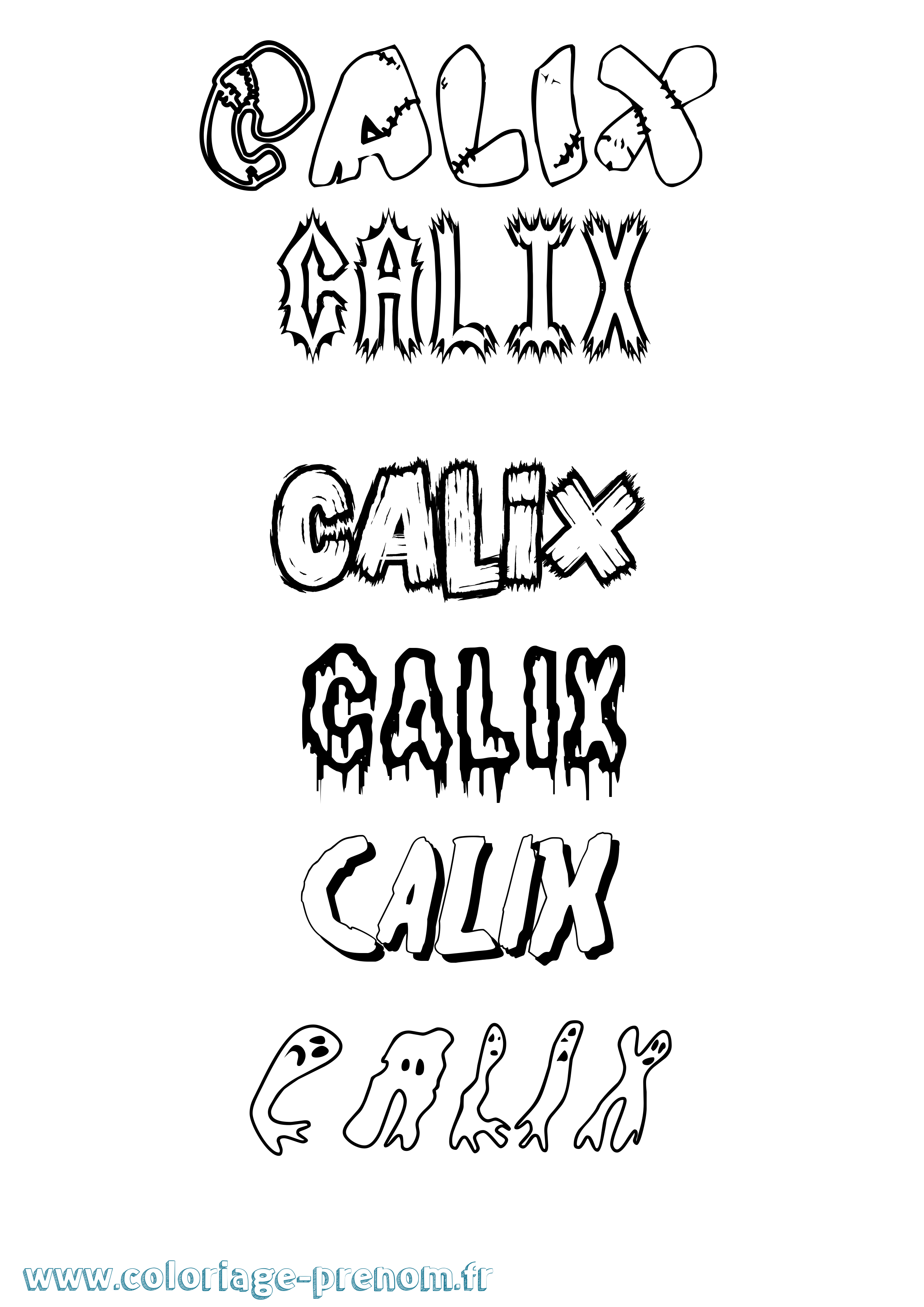 Coloriage Calix Frisson Coloriage prénom Calix Frisson