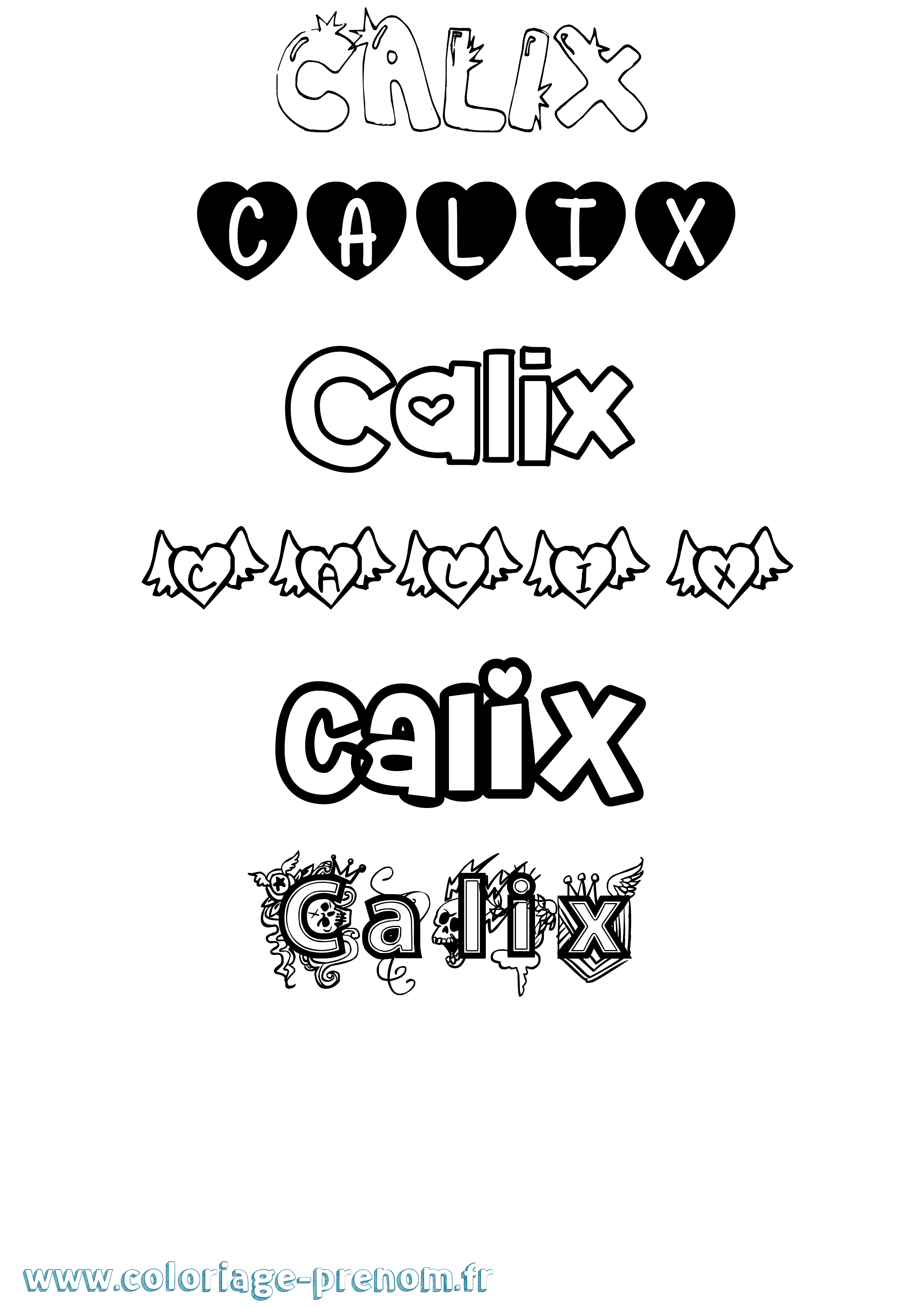Coloriage Calix Girly Coloriage prénom Calix Girly