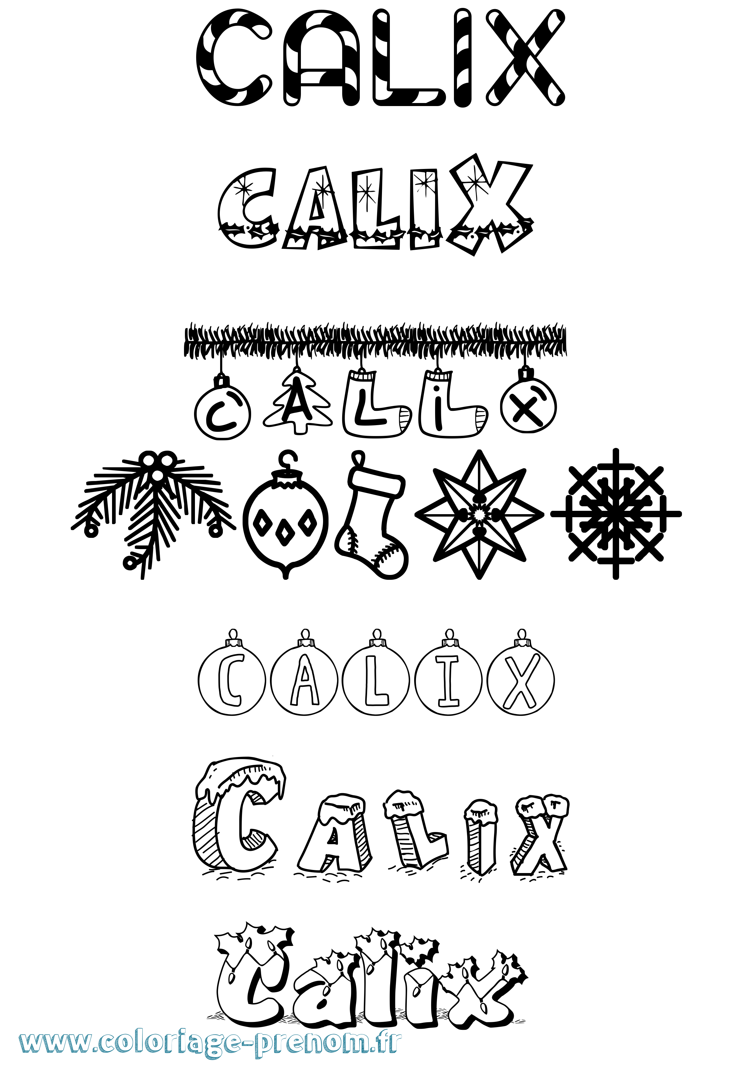 Coloriage Calix Noël Coloriage prénom Calix Noël