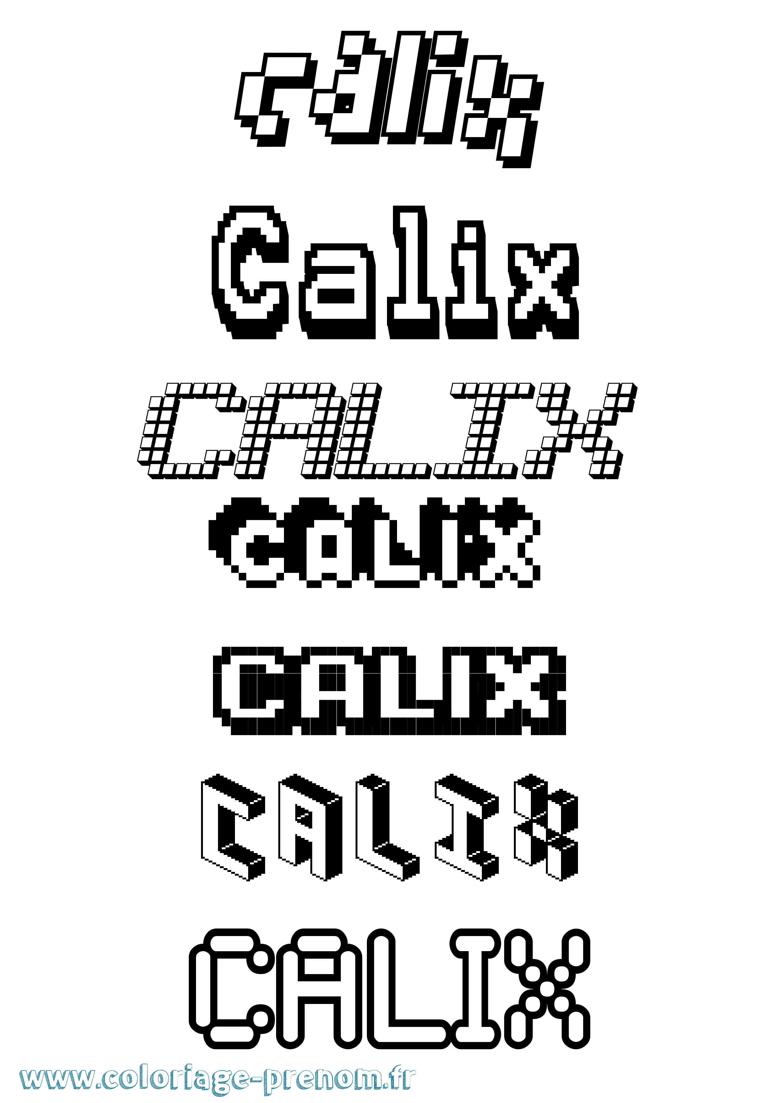 Coloriage Calix Pixel Coloriage prénom Calix Pixel