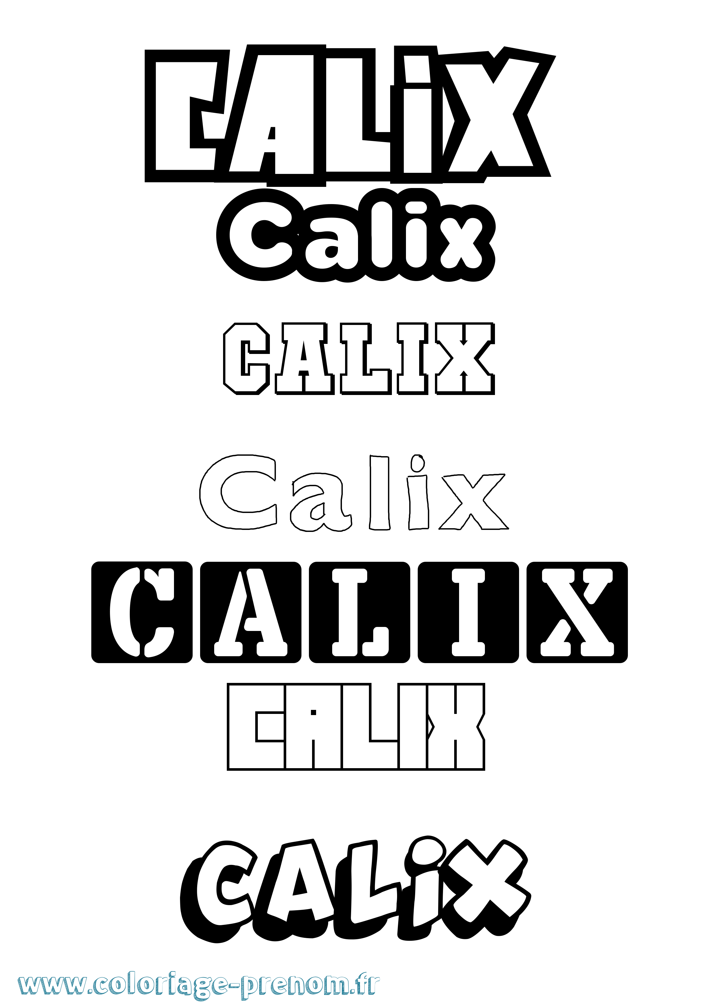 Coloriage Calix Simple Coloriage prénom Calix Simple