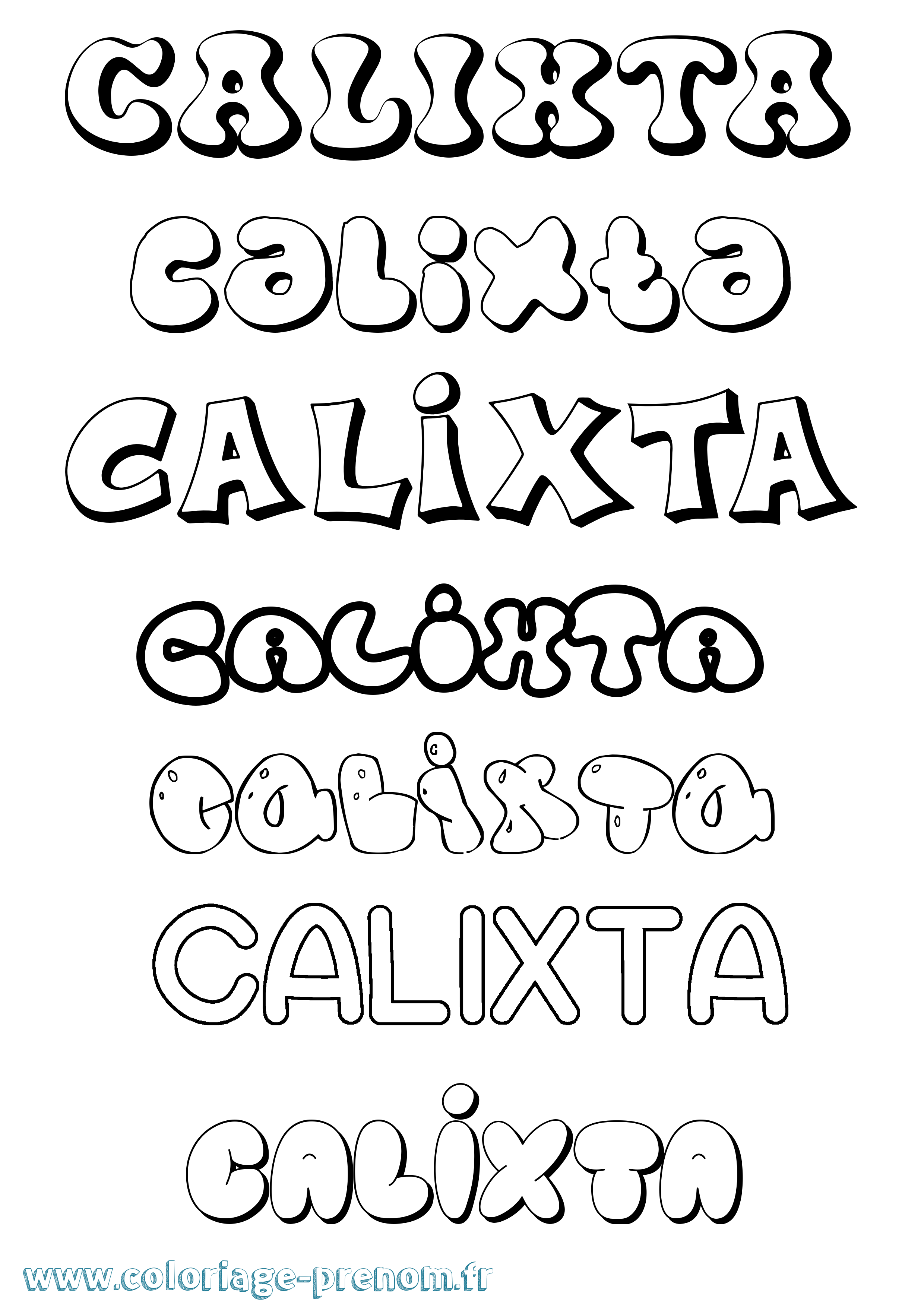 Coloriage Calixta Bubble Coloriage prénom Calixta Bubble