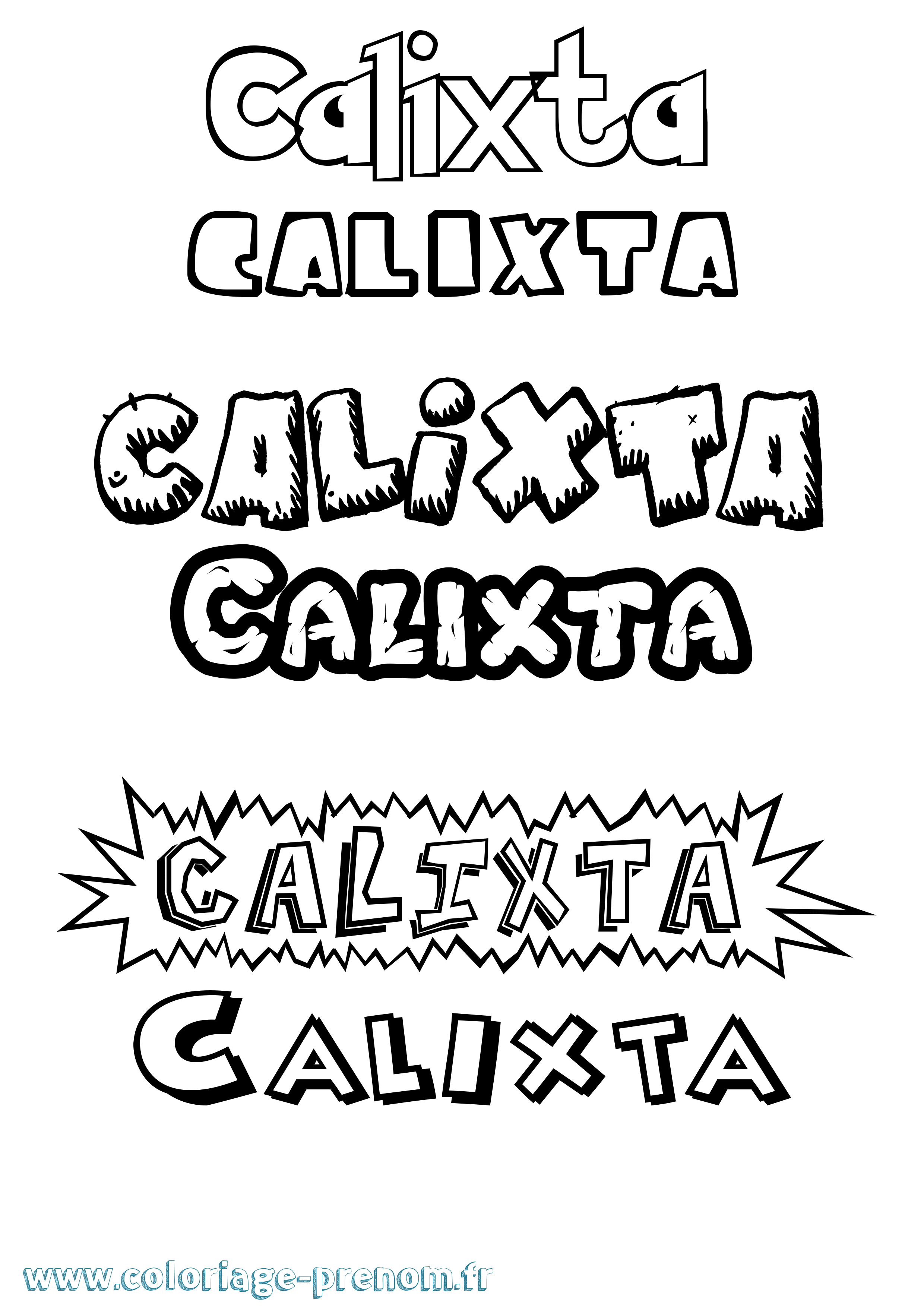 Coloriage Calixta Dessin Animé Coloriage prénom Calixta Dessin Animé