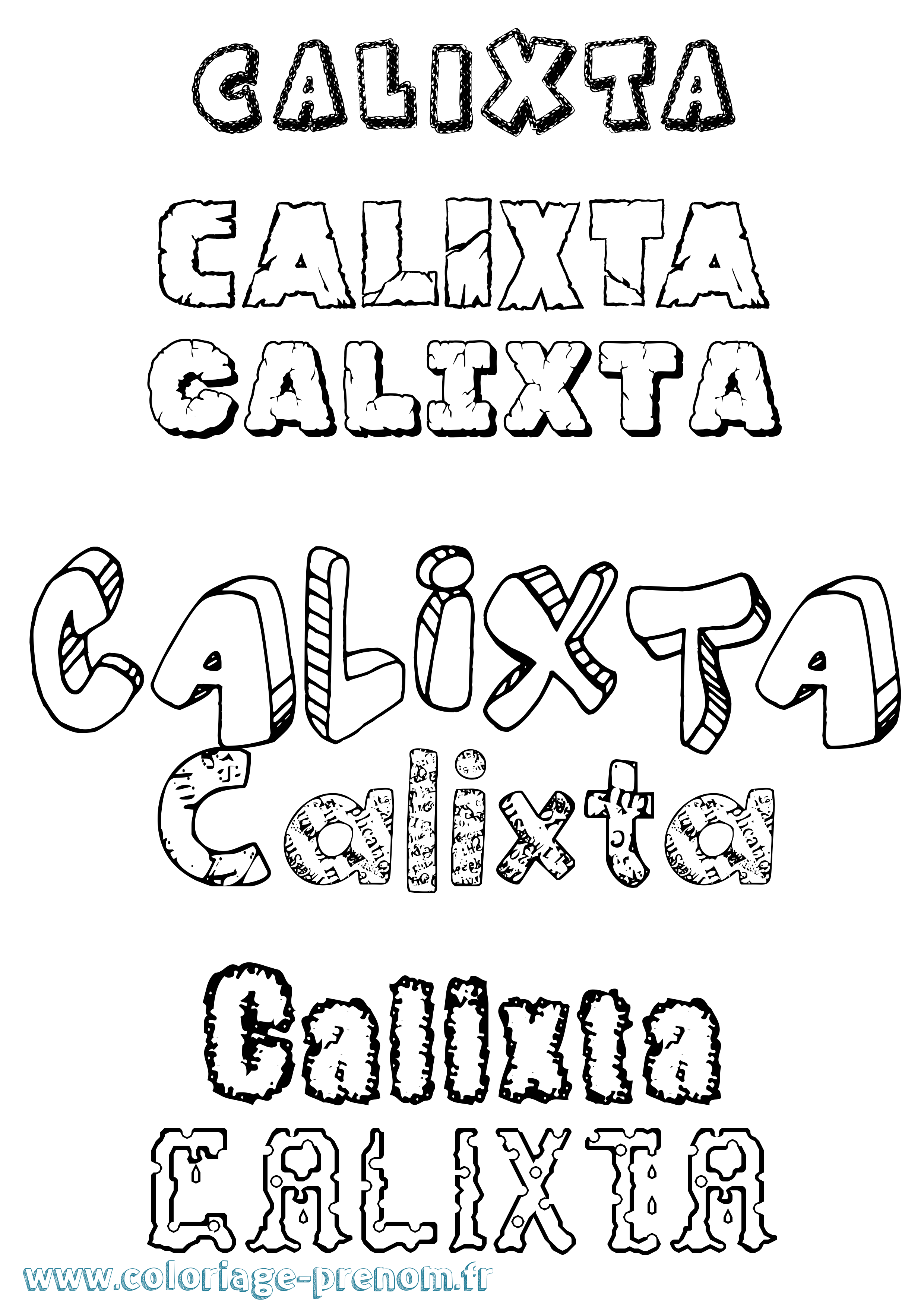 Coloriage Calixta Destructuré Coloriage prénom Calixta Destructuré