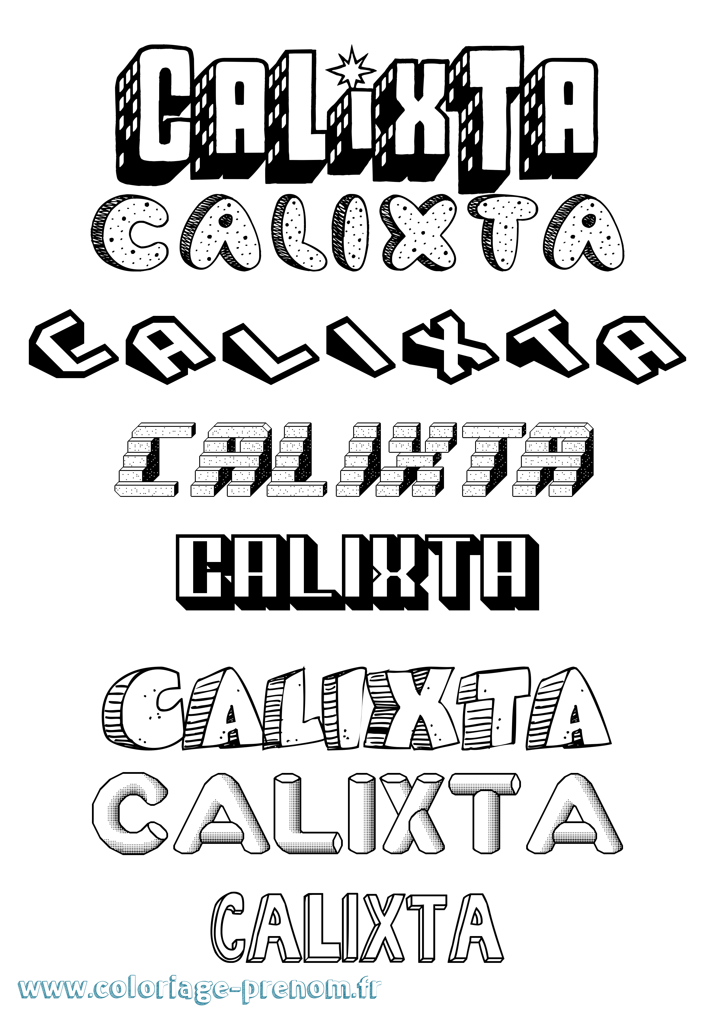 Coloriage Calixta Effet 3D Coloriage prénom Calixta Effet 3D