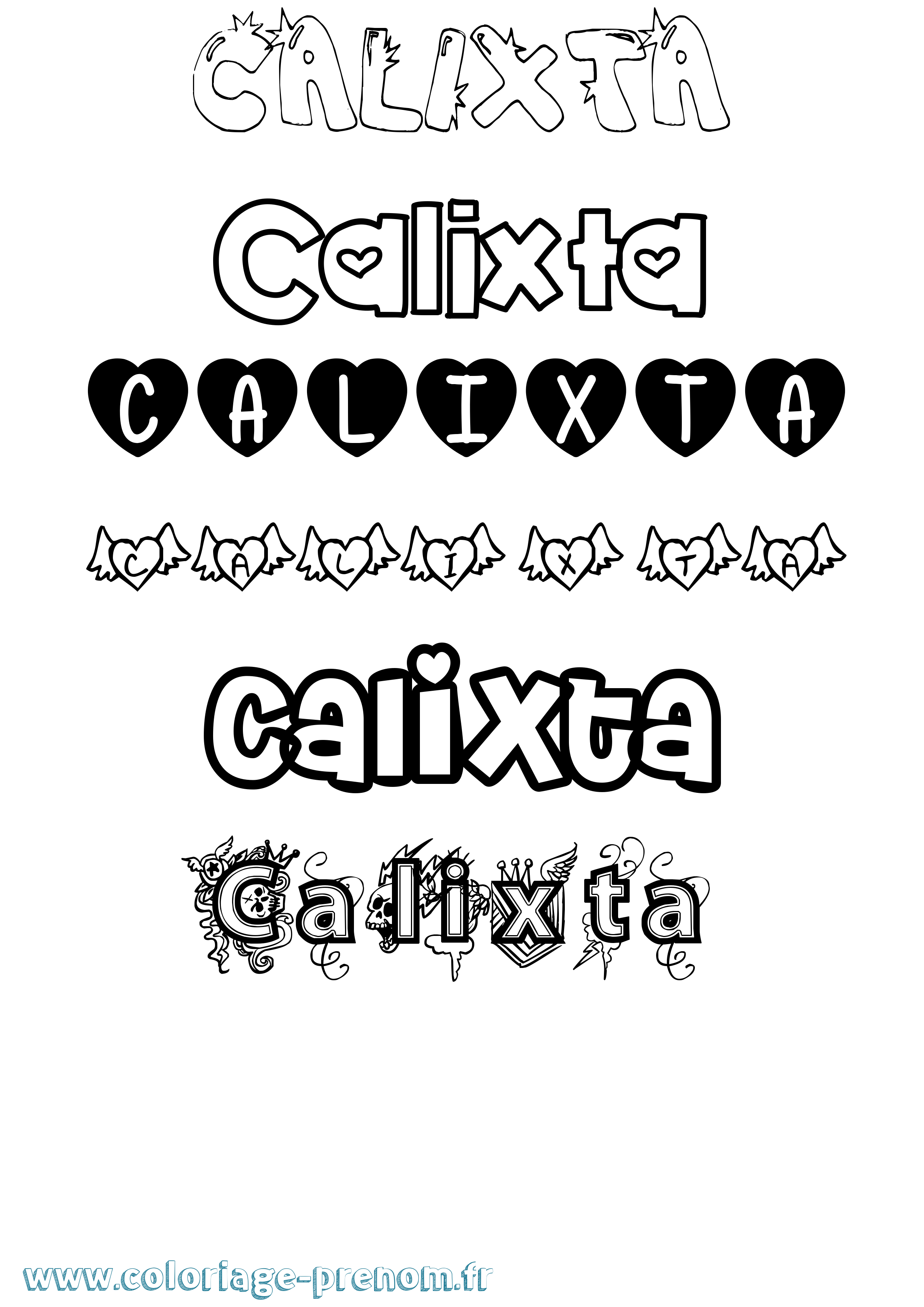 Coloriage Calixta Girly Coloriage prénom Calixta Girly