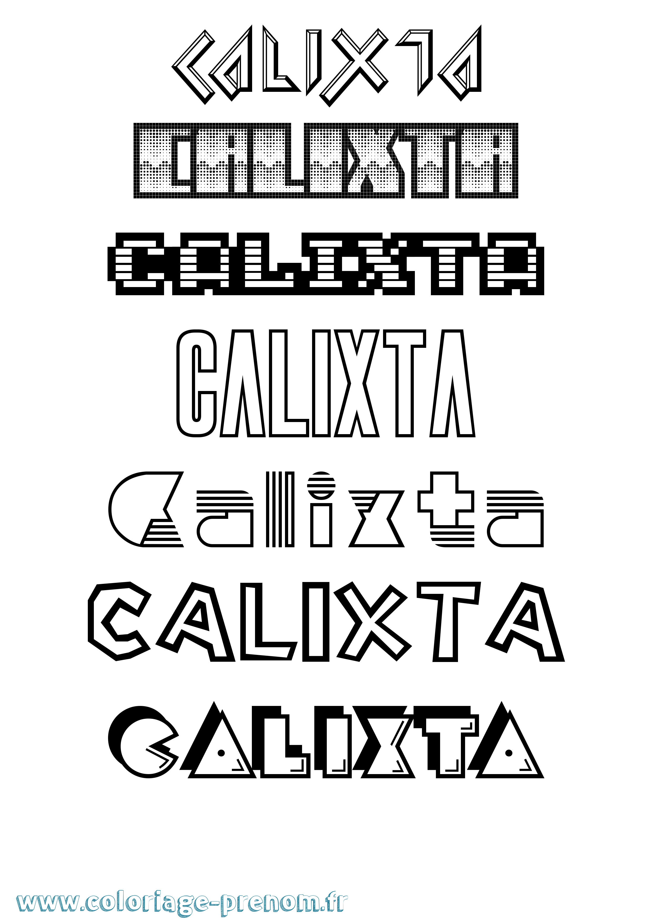 Coloriage Calixta Jeux Vidéos Coloriage prénom Calixta Jeux Vidéos