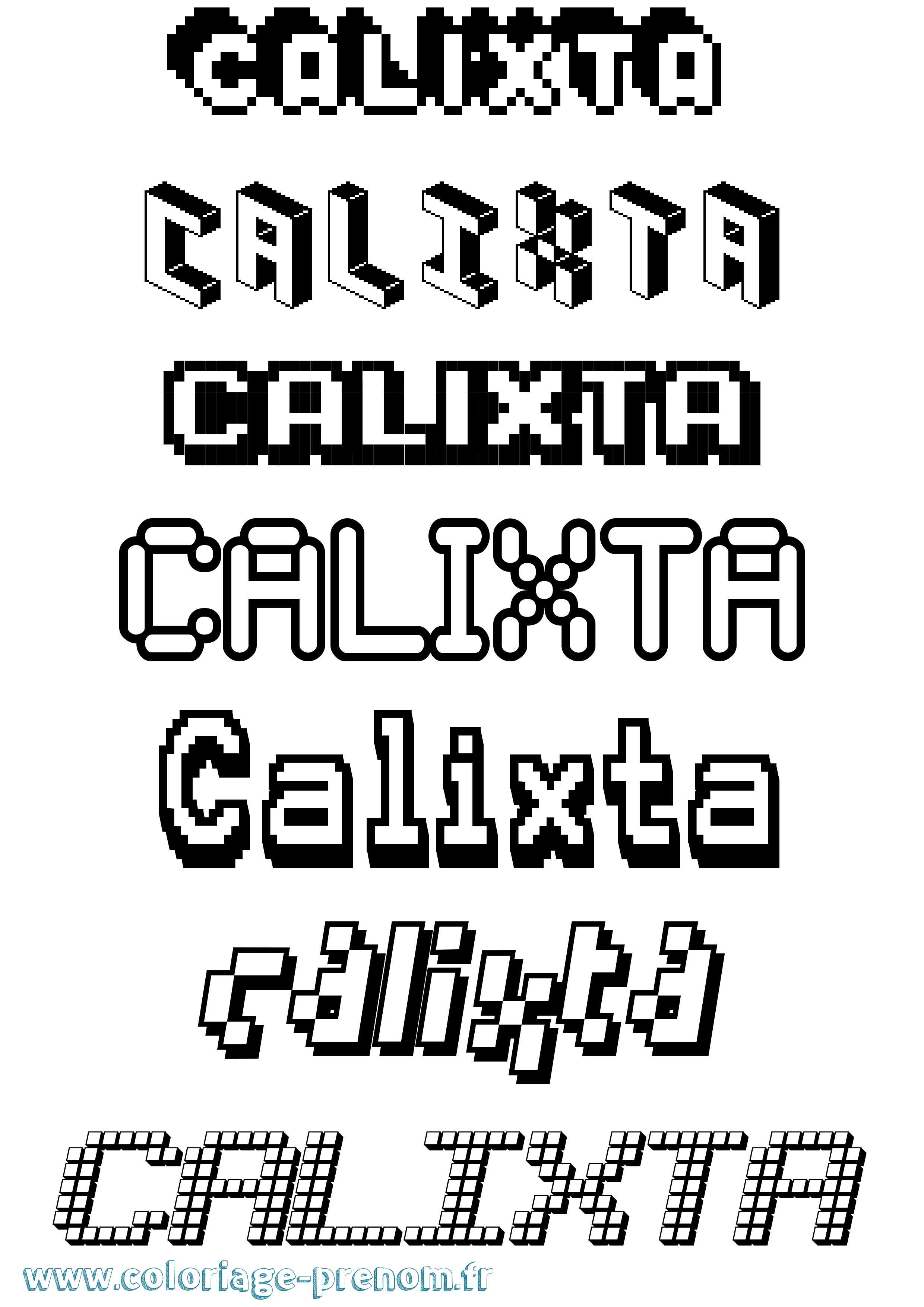 Coloriage Calixta Pixel Coloriage prénom Calixta Pixel