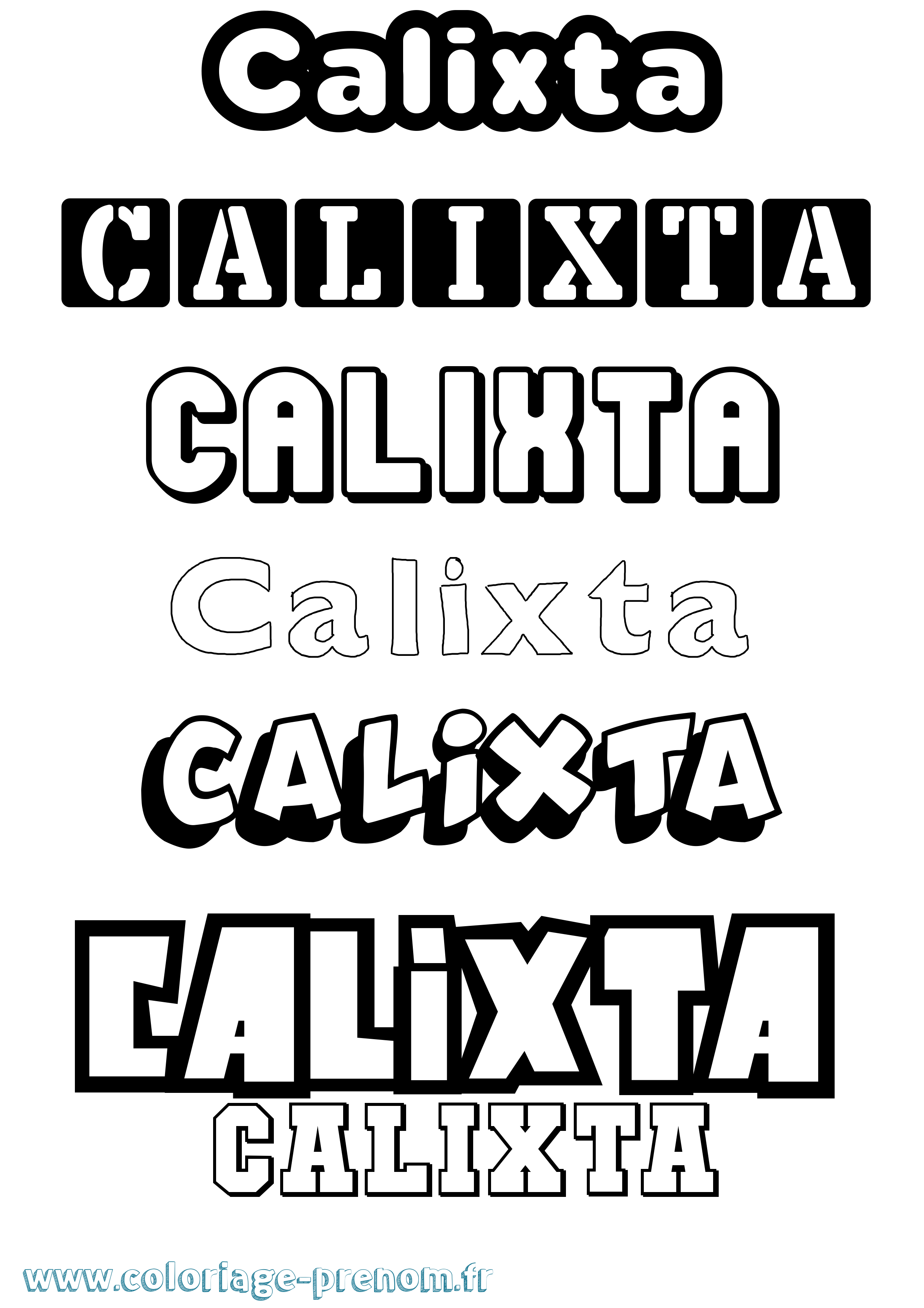 Coloriage Calixta Simple Coloriage prénom Calixta Simple